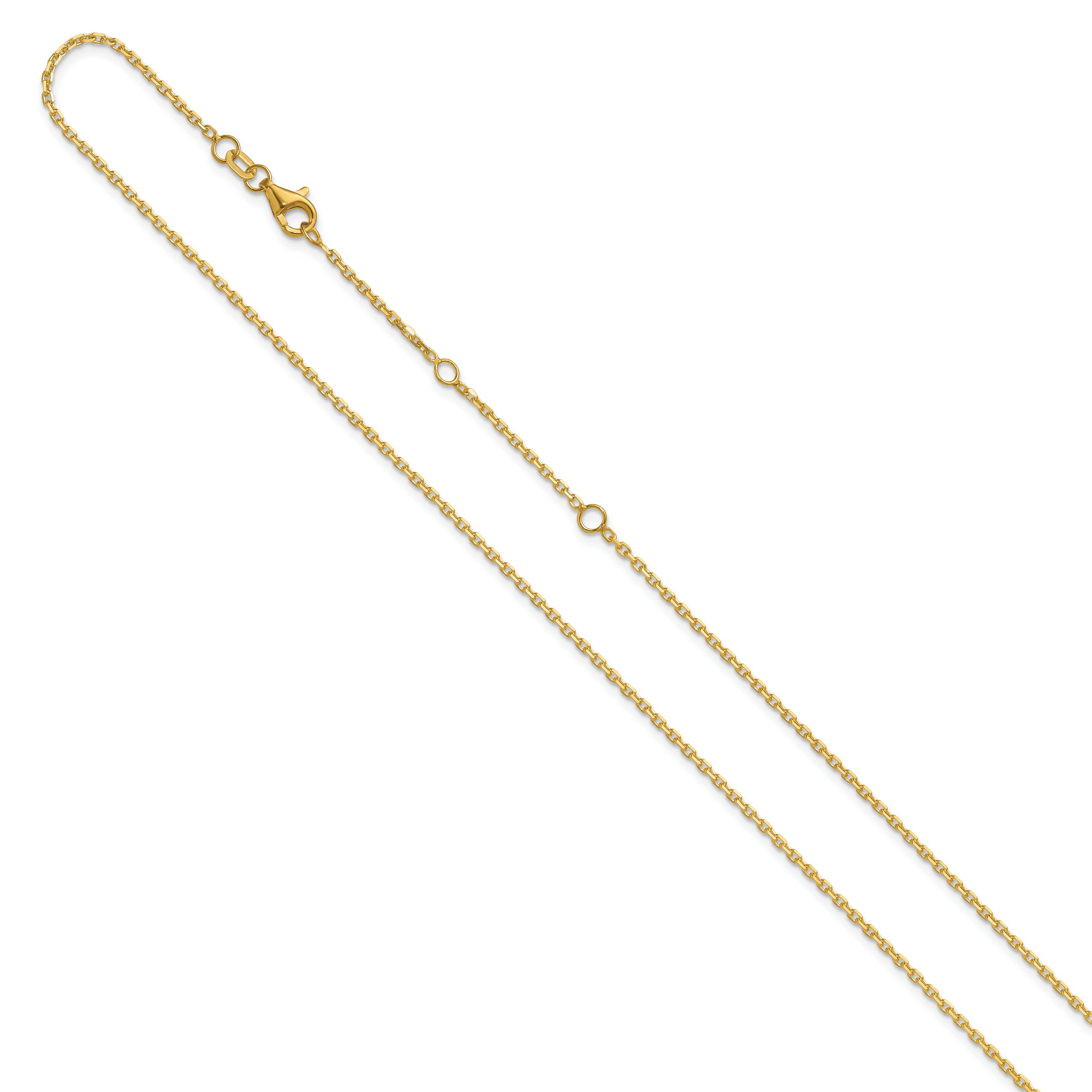 14k 1.5mm D/C Square Cable 1in+1in Adjustable Chain