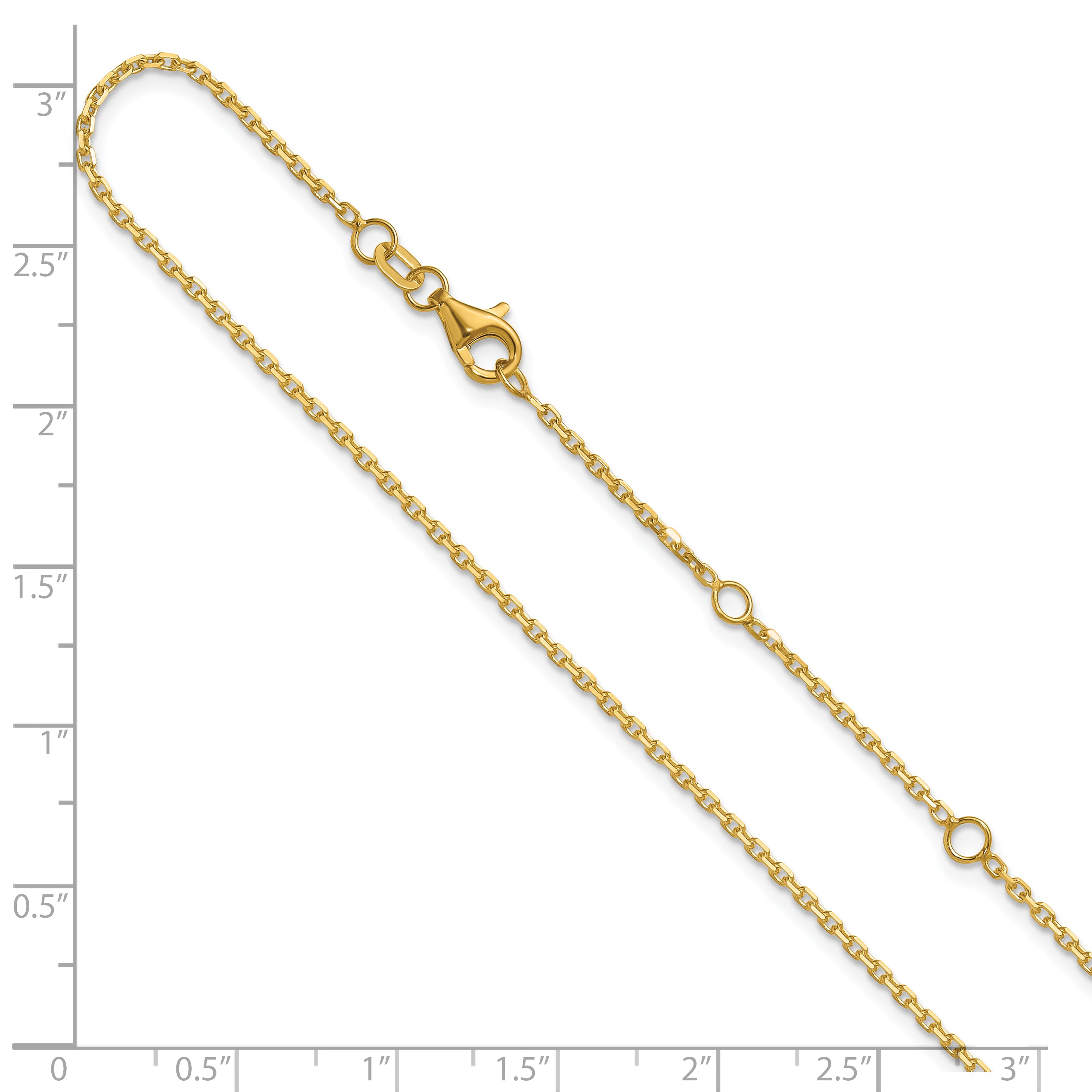 14k 1.5mm D/C Square Cable 1in+1in Adjustable Chain