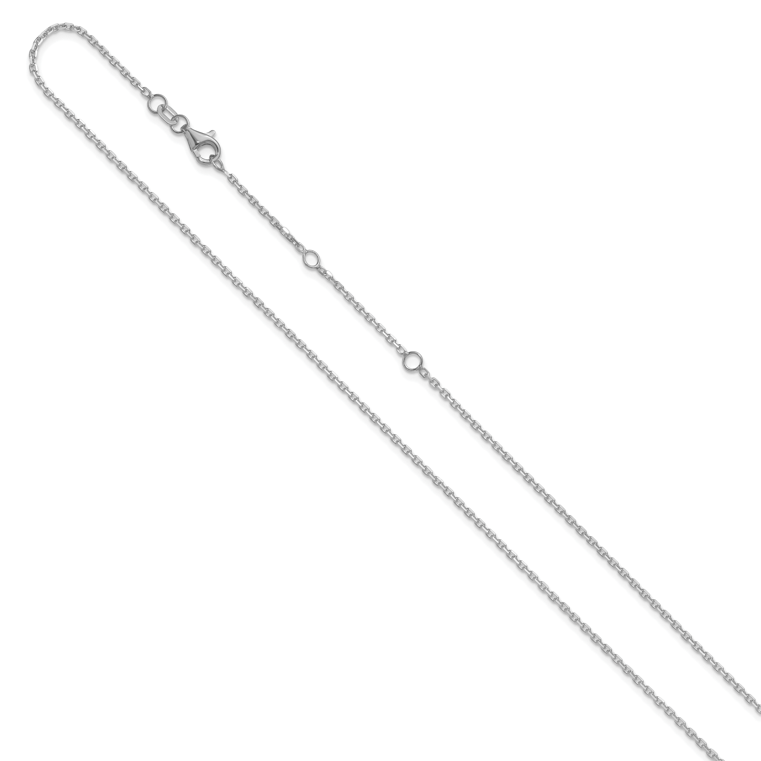 14k White Gold 1.5mm D/C Square Cable 1in+1in Adjustable Chain