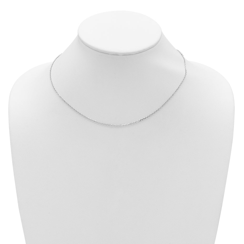 14k White Gold 1.5mm D/C Square Cable 1in+1in Adjustable Chain