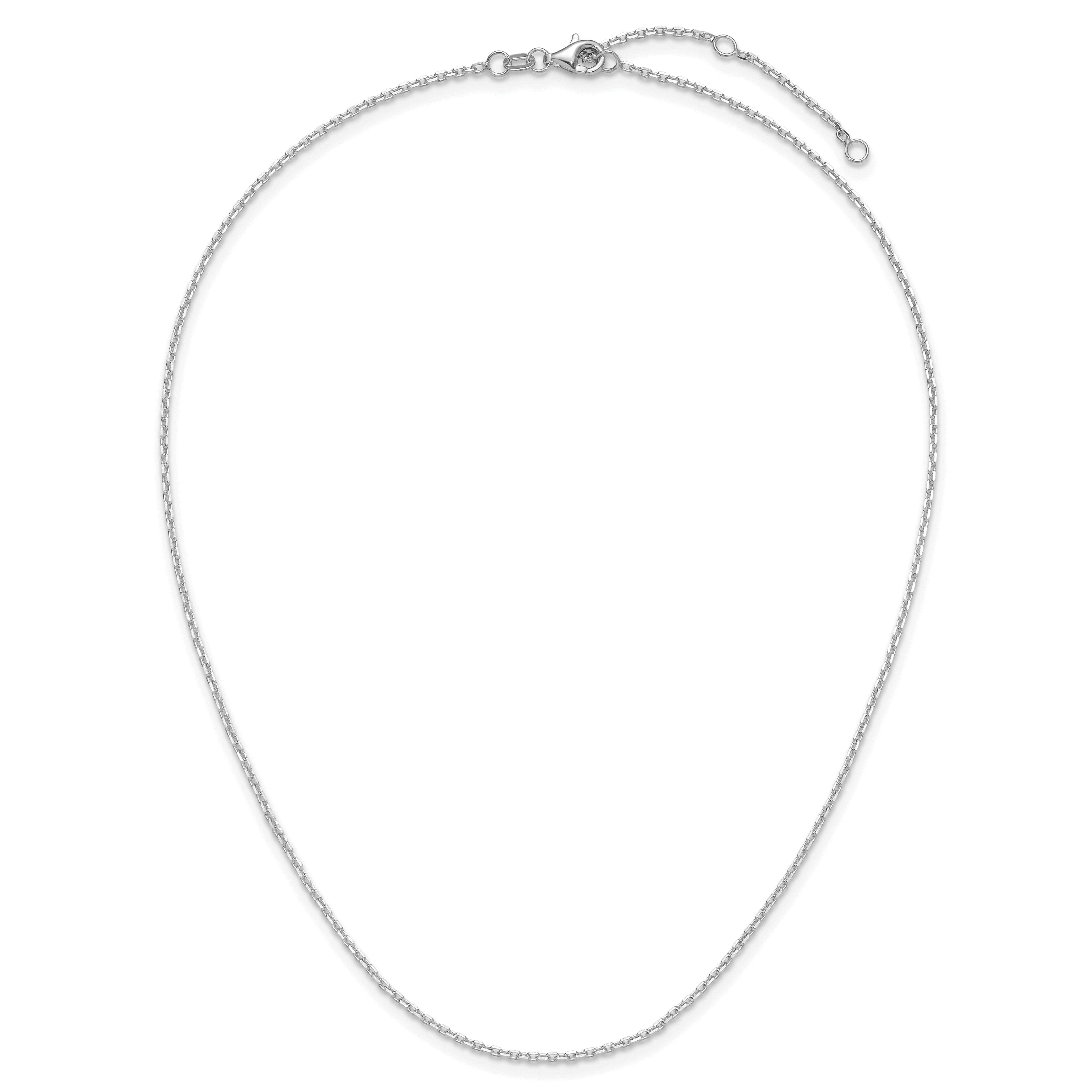 14k White Gold 1.5mm D/C Square Cable 1in+1in Adjustable Chain