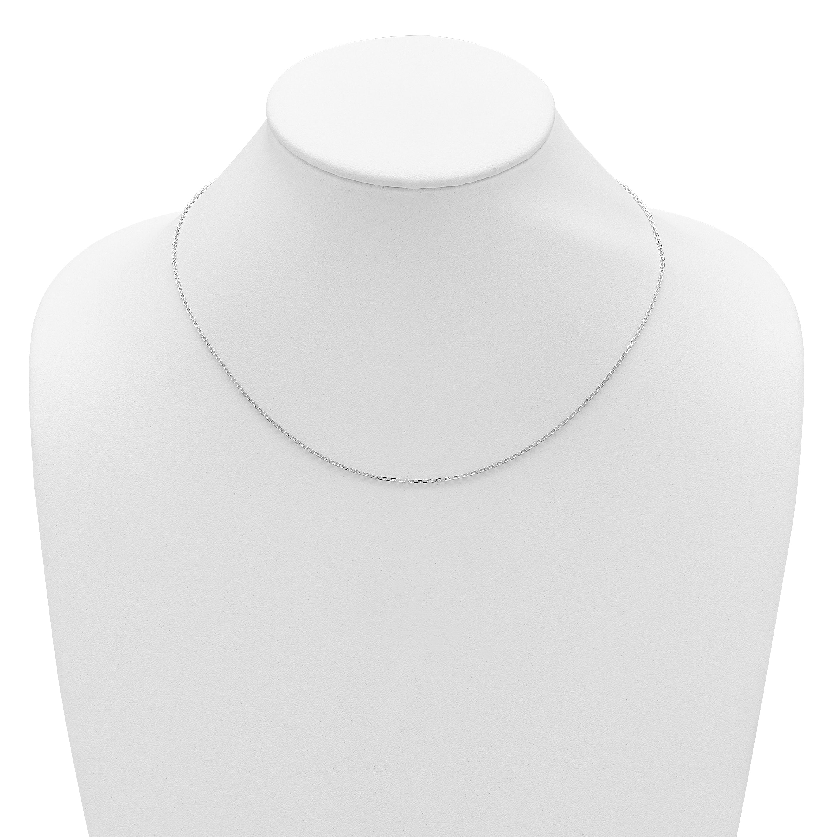 14k White Gold 1.5mm D/C Square Cable 1in+1in Adjustable Chain