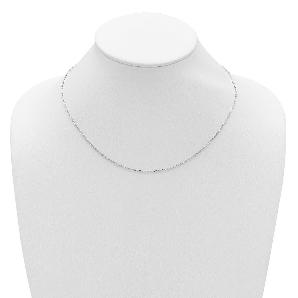 14k White Gold 1.5mm D/C Square Cable 1in+1in Adjustable Chain