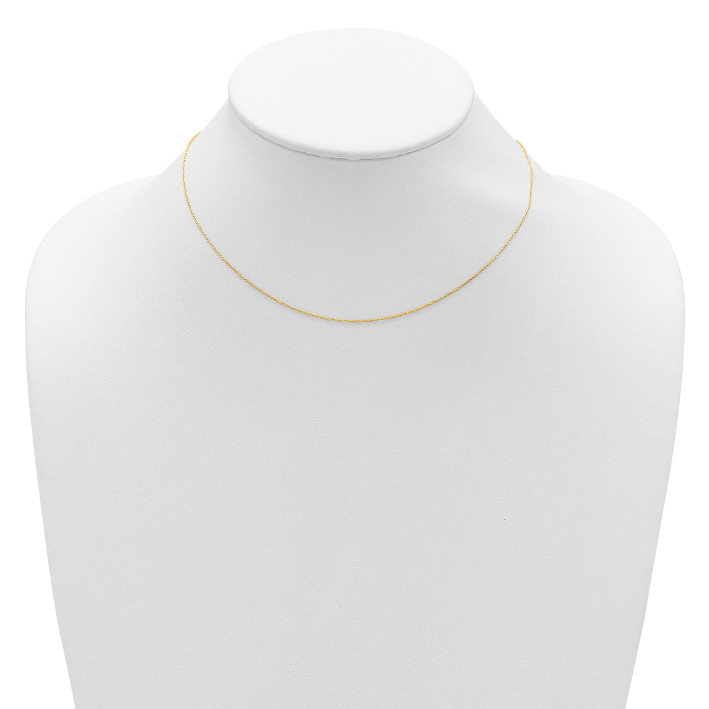 14k Yellow Gold .8mm Round Cable 1in+1in Adjustable Chain