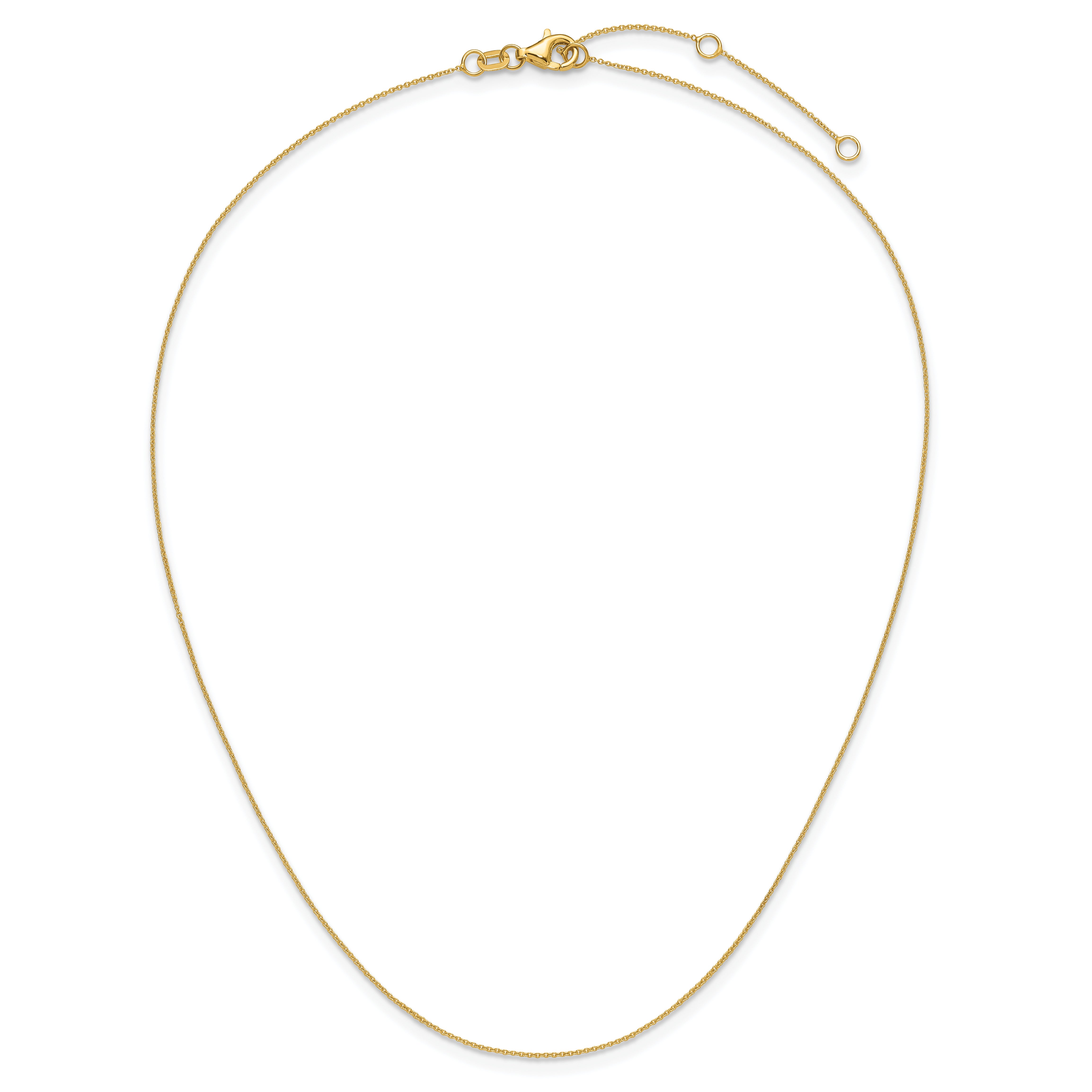 14k Yellow Gold .8mm Round Cable 1in+1in Adjustable Chain