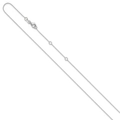 14k White Gold .8mm Round Cable 1in+1in Adjustable Chain
