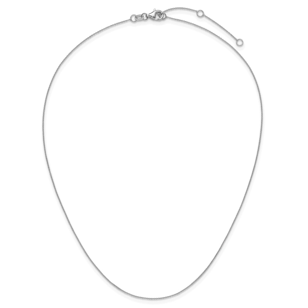 14k White Gold .8mm Round Cable 1in+1in Adjustable Chain