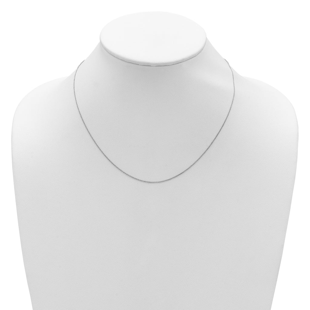 14k White Gold .8mm Round Cable 1in+1in Adjustable Chain