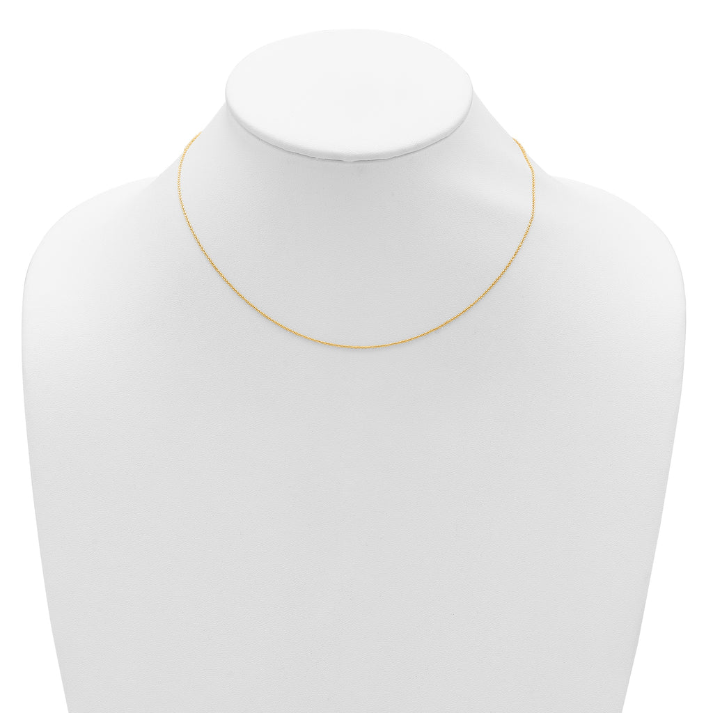 14 Karat Yellow Gold .9mm Round Cable 1in+1in Adjustable Chain - View 3