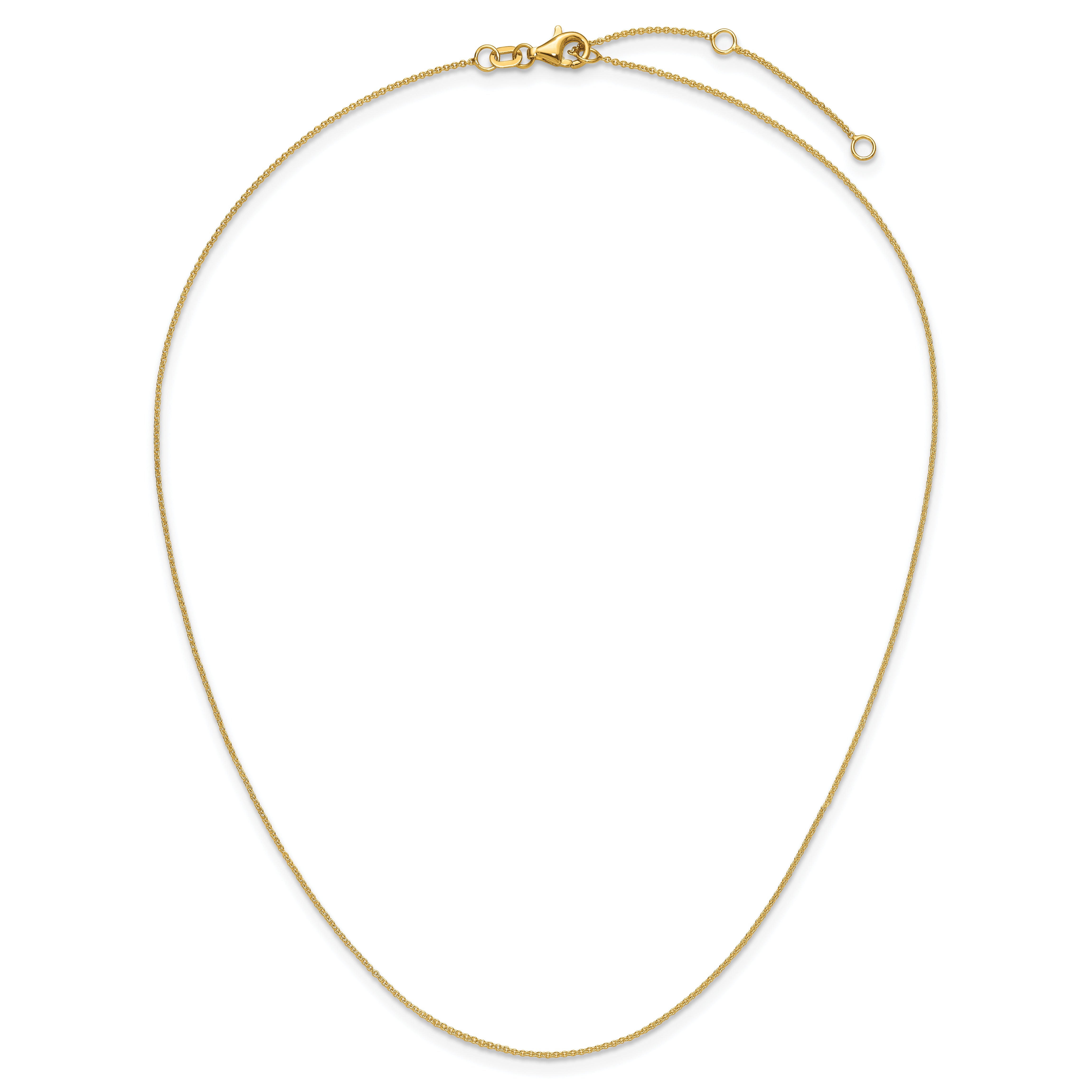14k Yellow Gold .9mm Round Cable 1in+1in Adjustable Chain