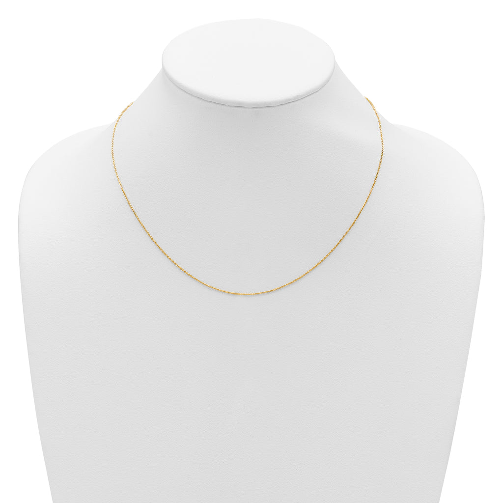 14 Karat Yellow Gold .9mm Round Cable 1in+1in Adjustable Chain - View 4