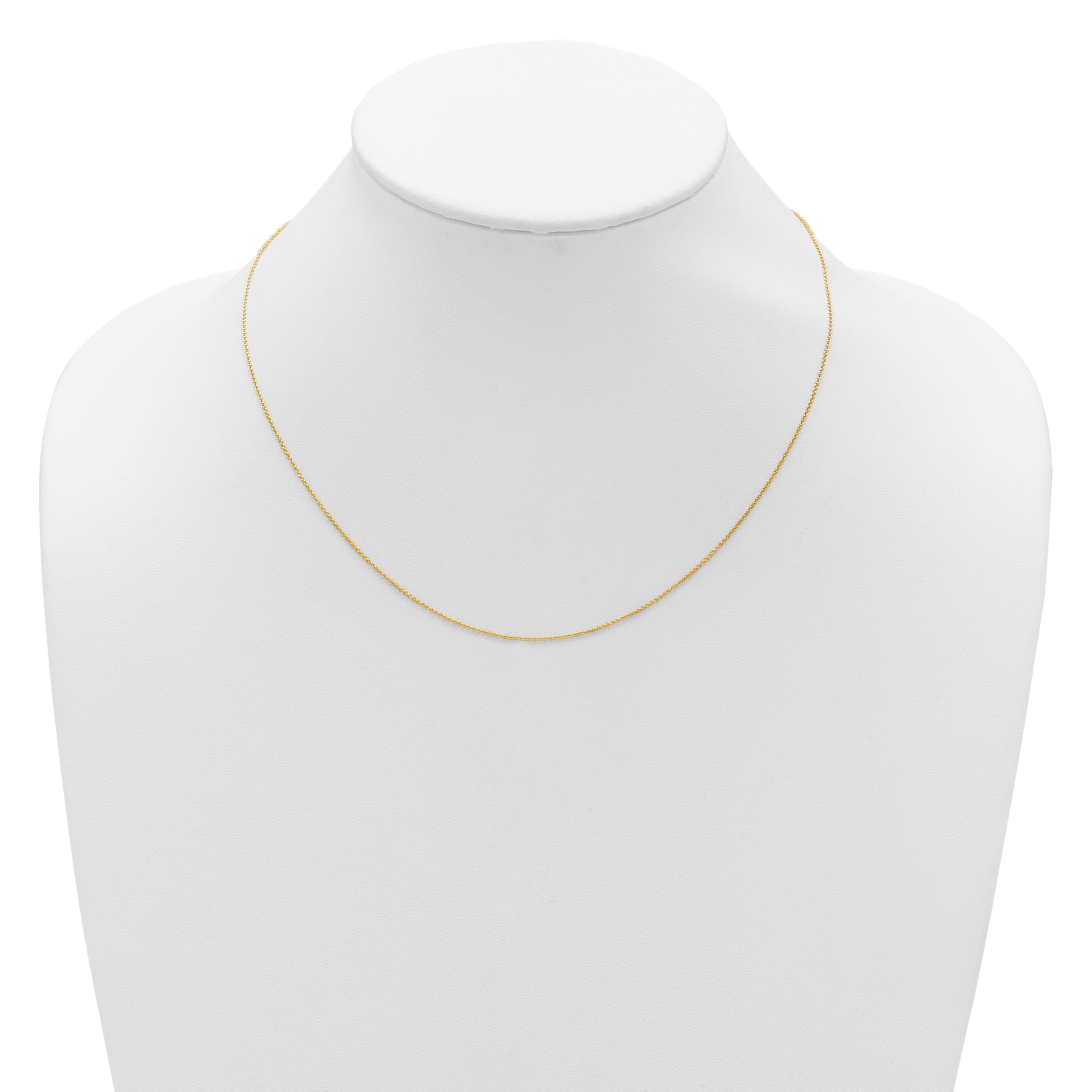 14 Karat Yellow Gold .9mm Round Cable 1in+1in Adjustable Chain - View 4