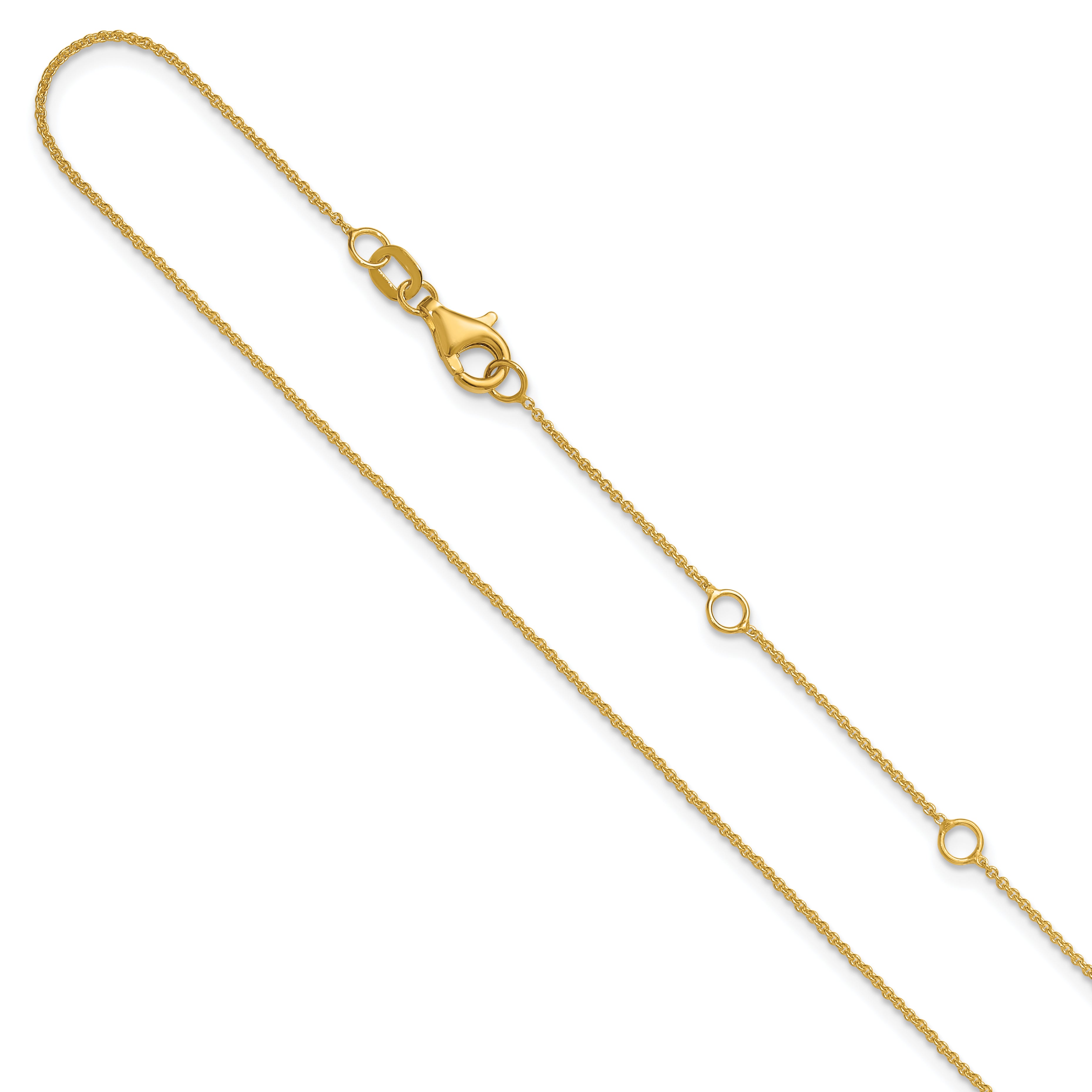 14k Yellow Gold .9mm Round Cable 1in+1in Adjustable Chain Main image