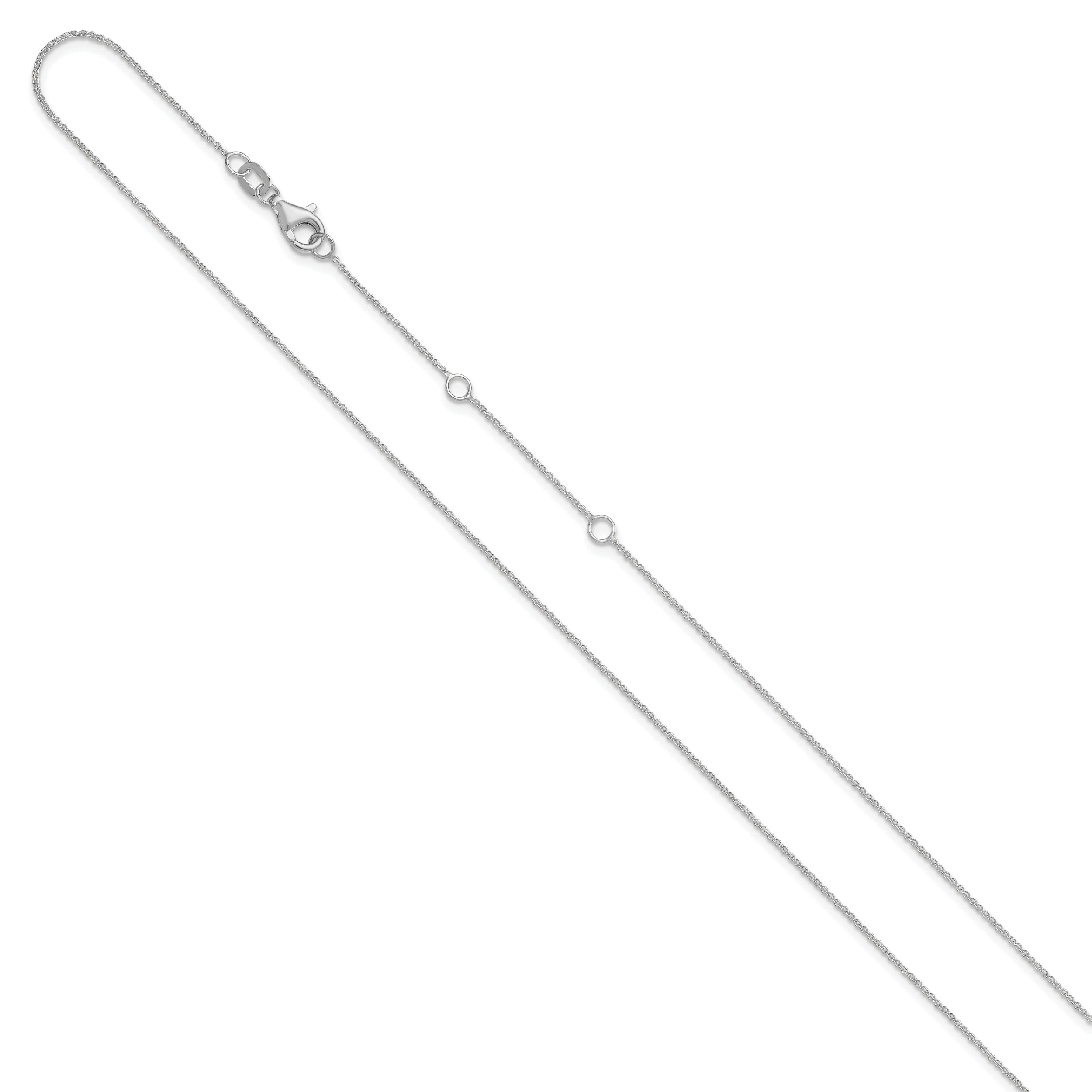 14 Karat White Gold .9mm Round Cable 16in+2in Adjustable Chain Secondary image