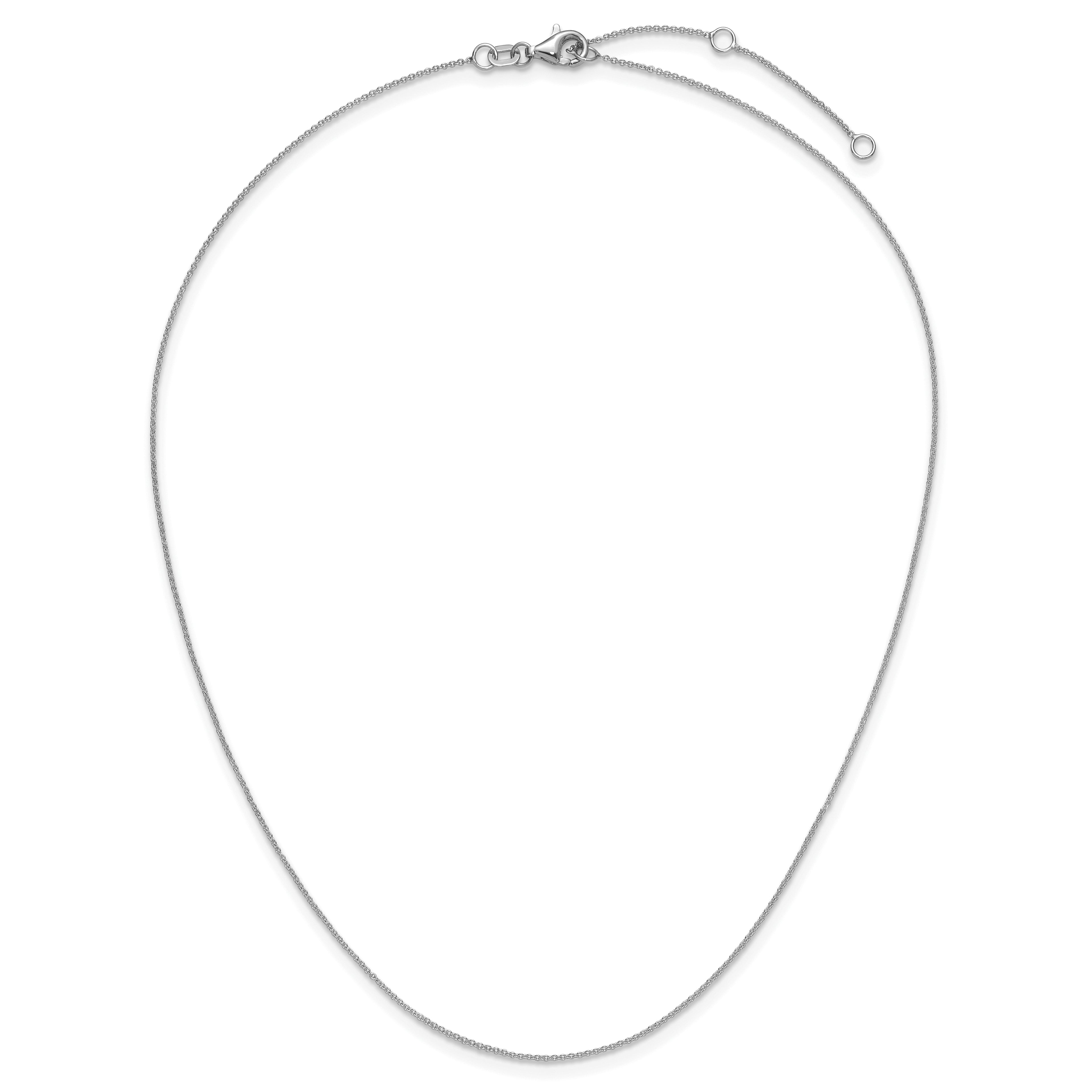 14 Karat White Gold .9mm Round Cable 1in+1in Adjustable Chain - View 5