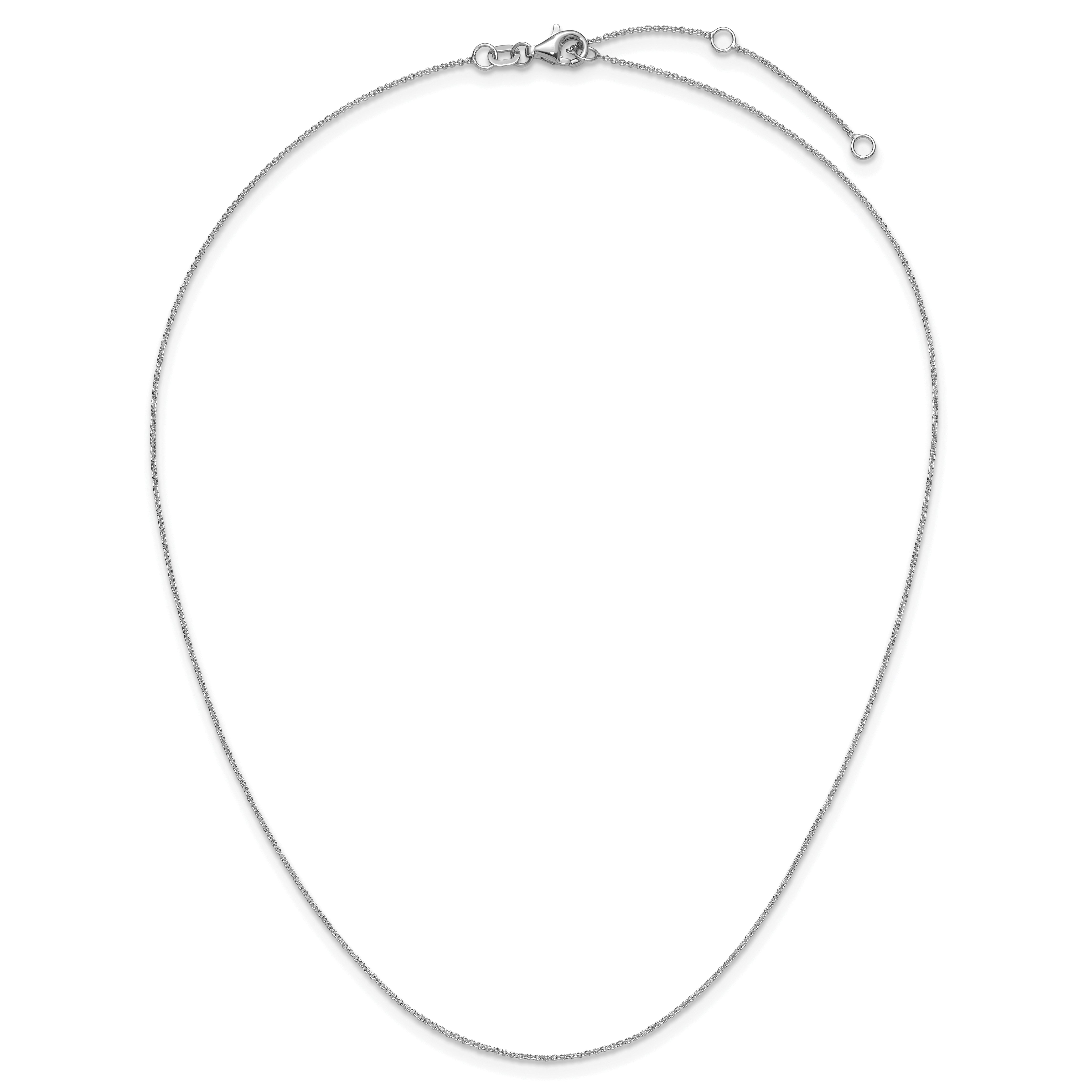 14k White Gold .9mm Round Cable 1in+1in Adjustable Chain