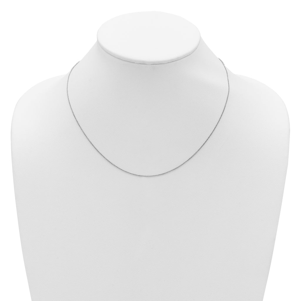 14k White Gold .9mm Round Cable 1in+1in Adjustable Chain