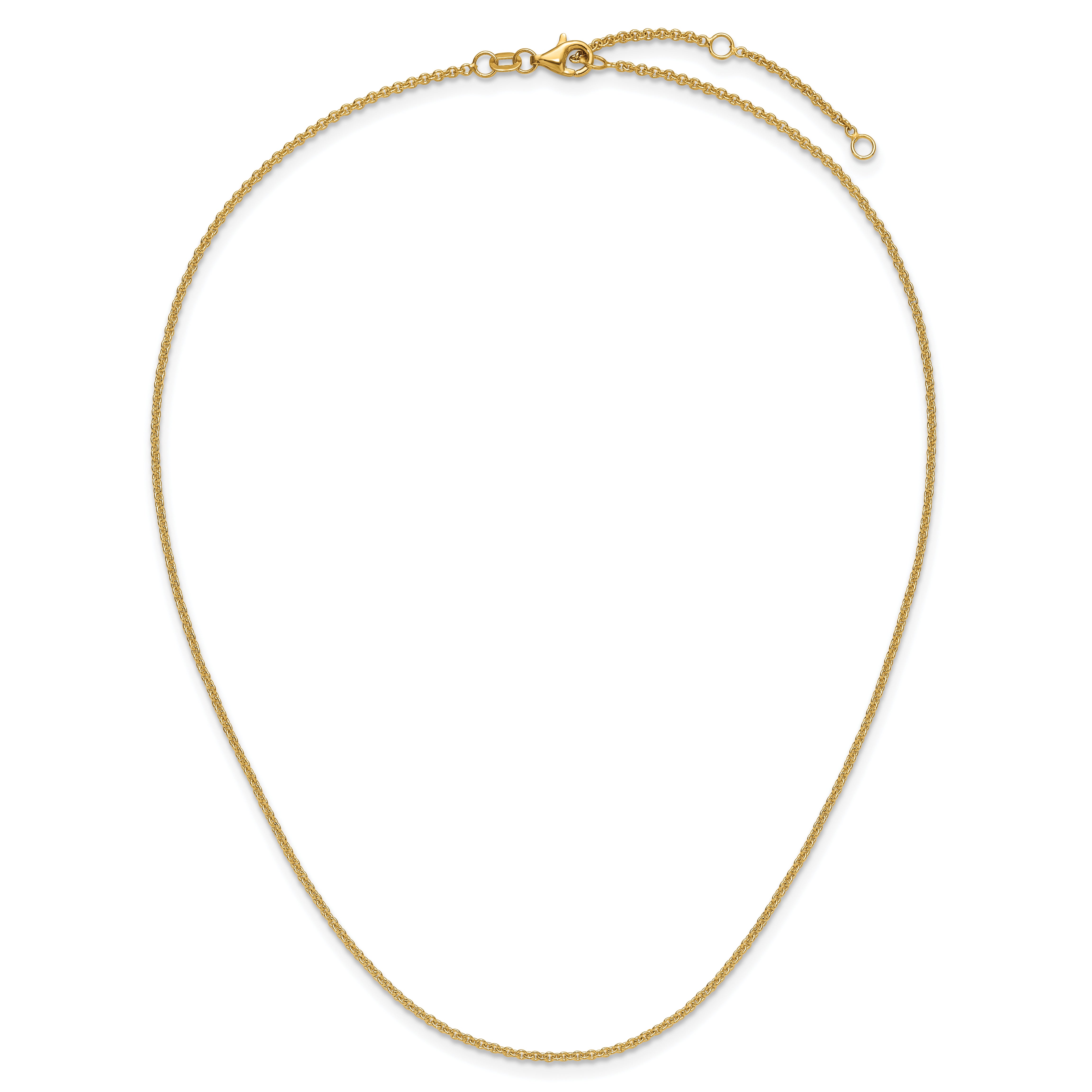 14k Yellow Gold 1.6mm Round Cable 1in+1in Adjustable Chain