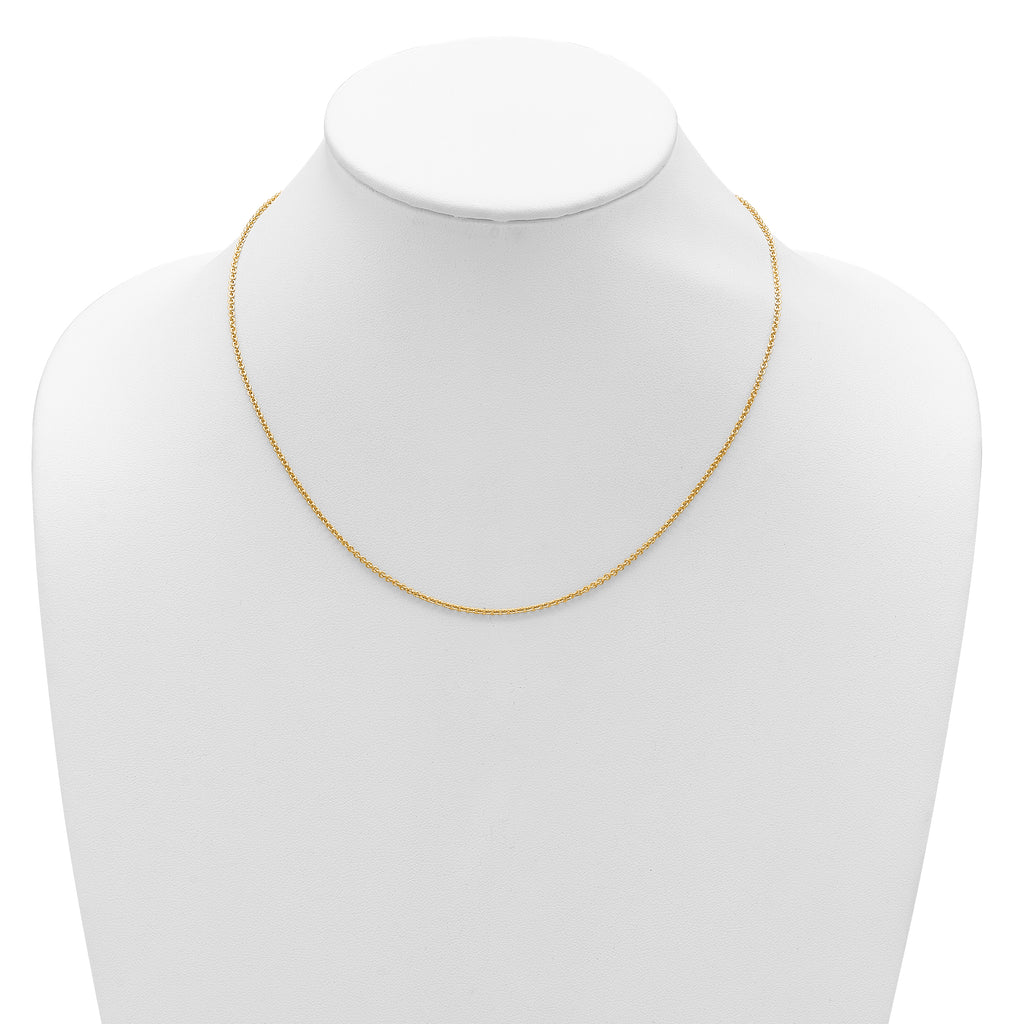 14k Yellow Gold 1.6mm Round Cable 1in+1in Adjustable Chain