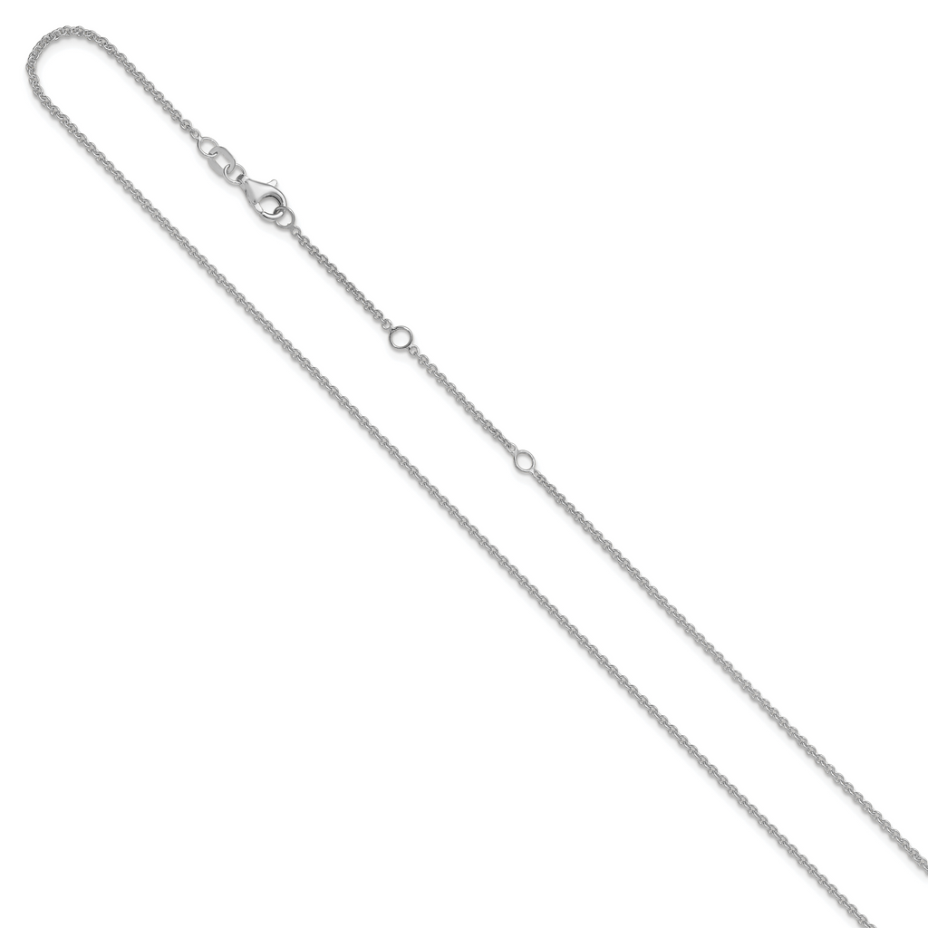 14k White Gold 1.6mm Round Cable 1in+1in Adjustable Chain