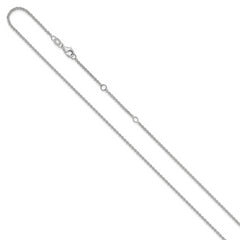 14k White Gold 1.6mm Round Cable 1in+1in Adjustable Chain