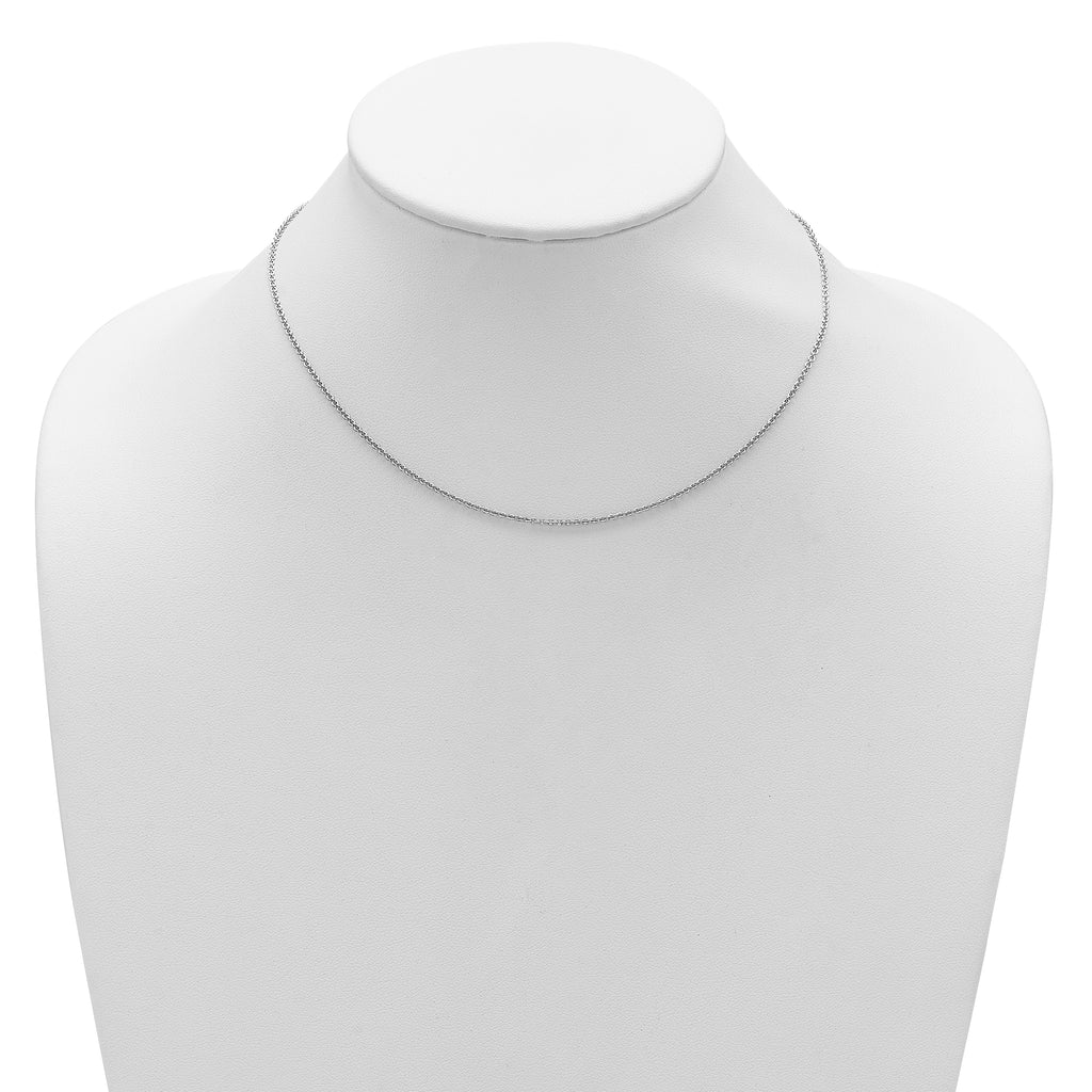 14k White Gold 1.6mm Round Cable 1in+1in Adjustable Chain
