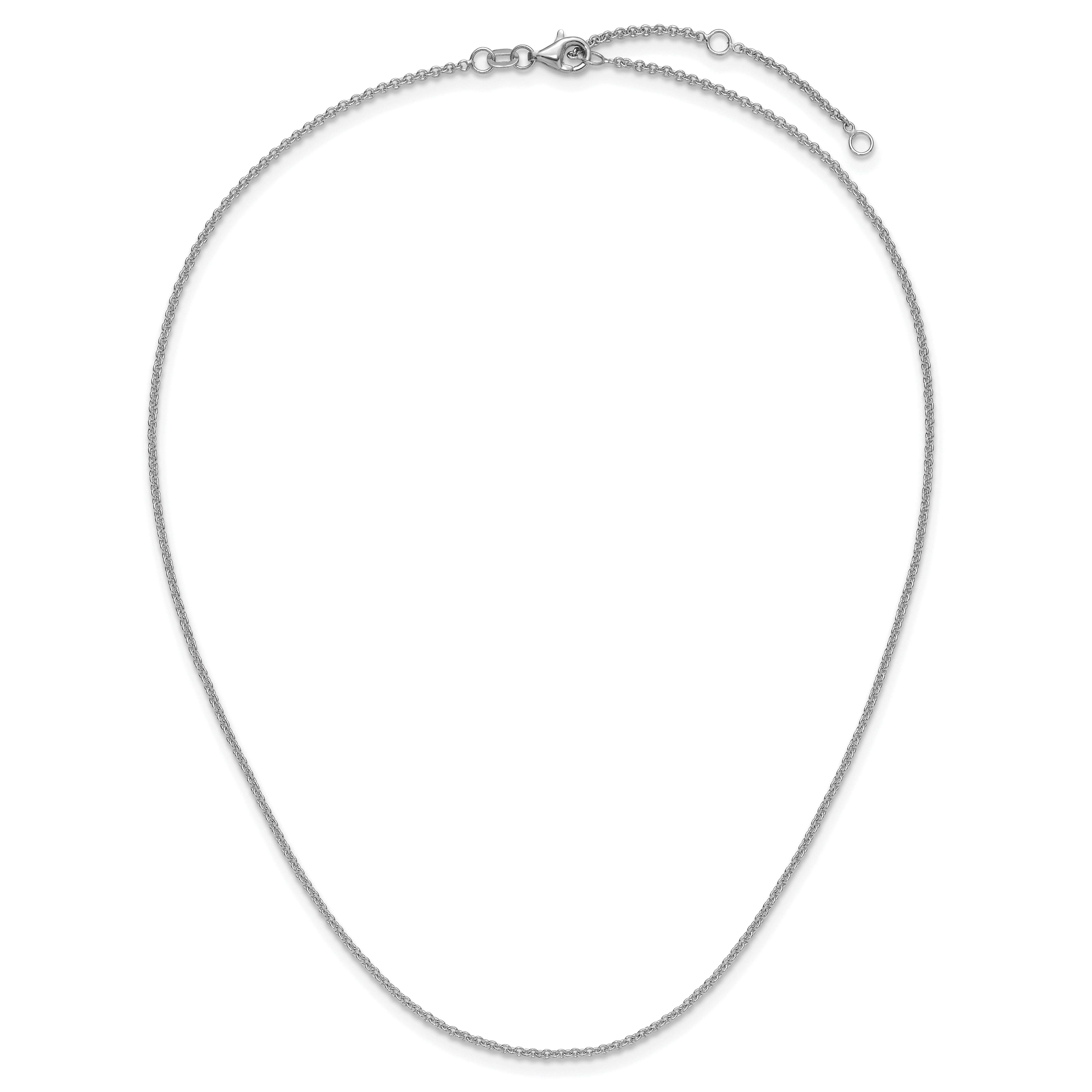 14k White Gold 1.6mm Round Cable 1in+1in Adjustable Chain