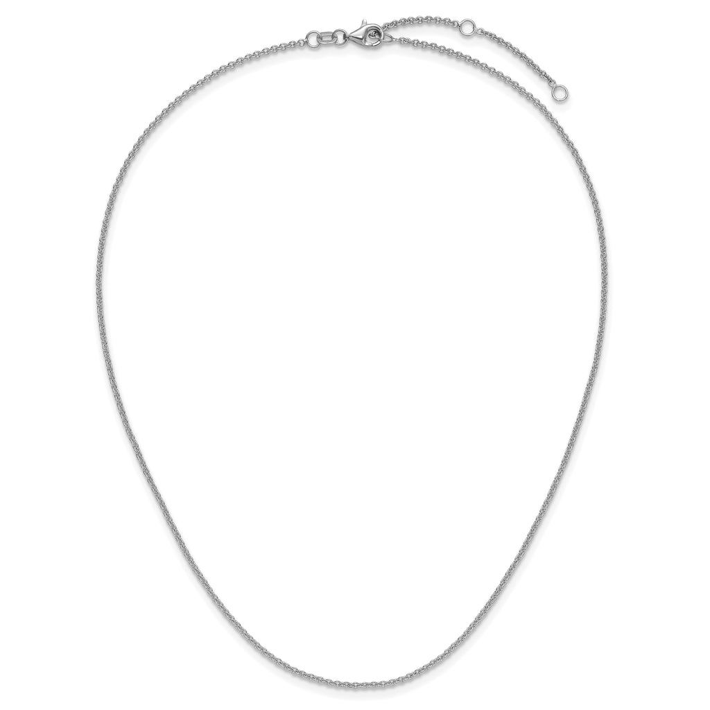 14k White Gold 1.6mm Round Cable 1in+1in Adjustable Chain
