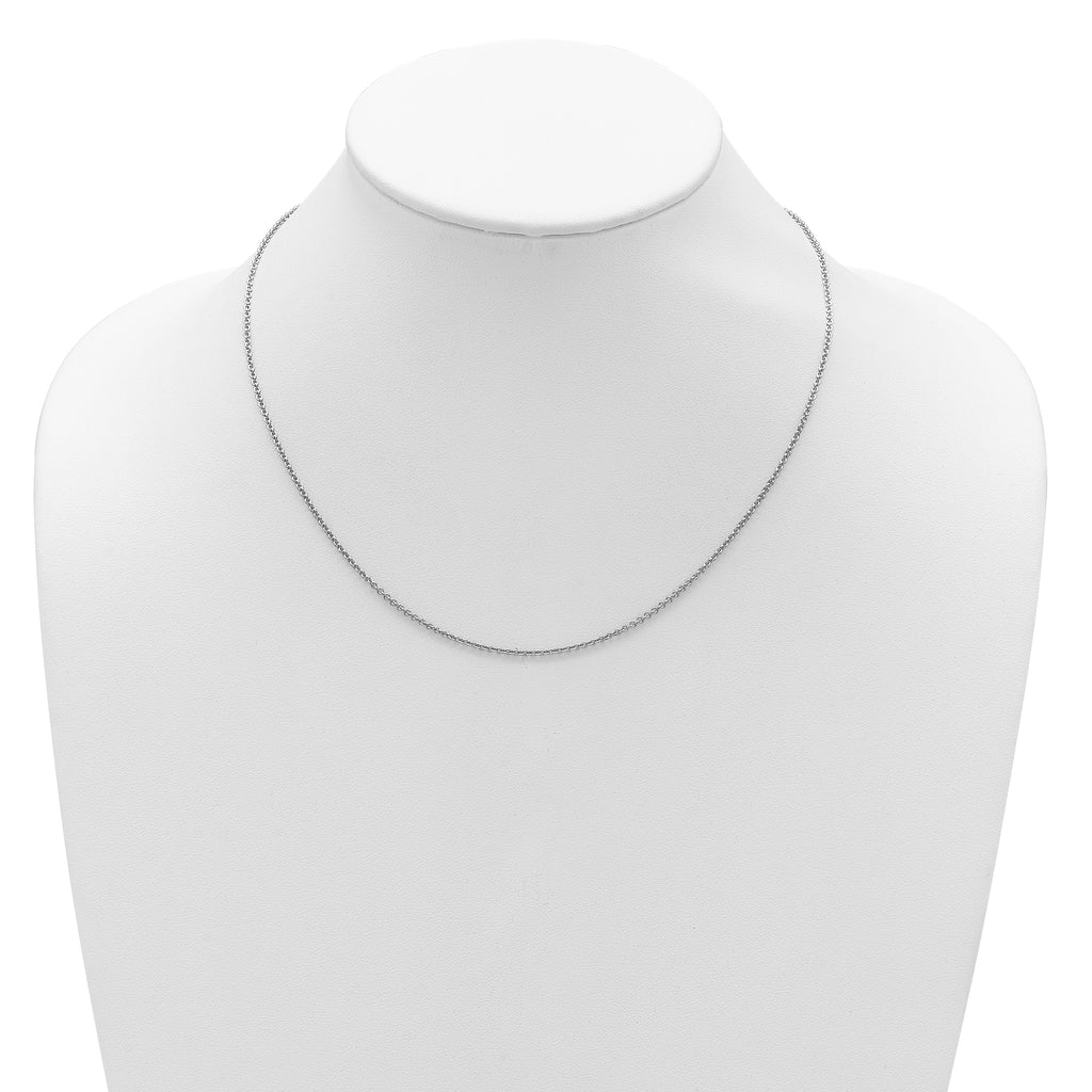 14k White Gold 1.6mm Round Cable 1in+1in Adjustable Chain