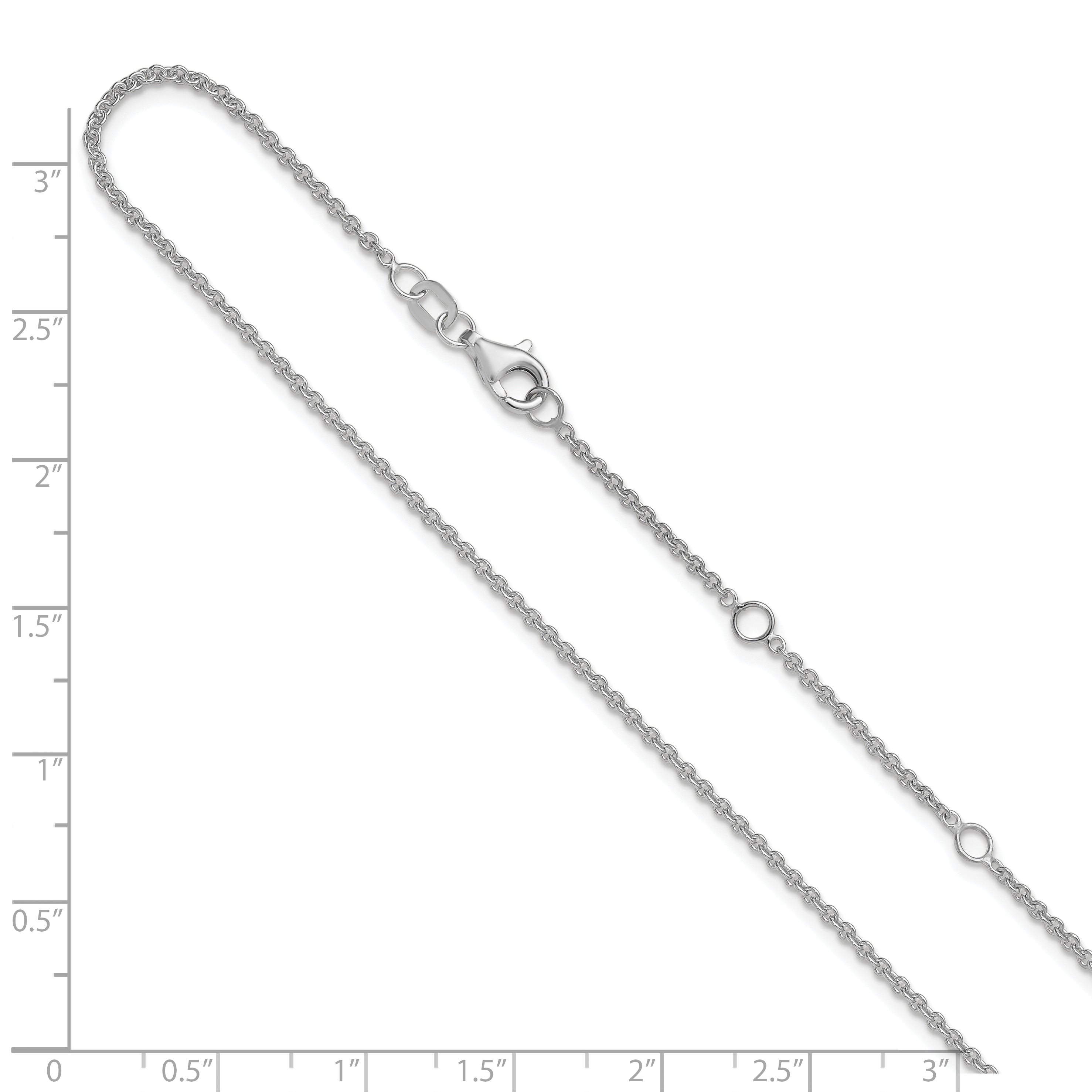 14k White Gold 1.6mm Round Cable 1in+1in Adjustable Chain