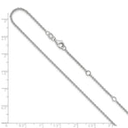 14k White Gold 1.6mm Round Cable 1in+1in Adjustable Chain