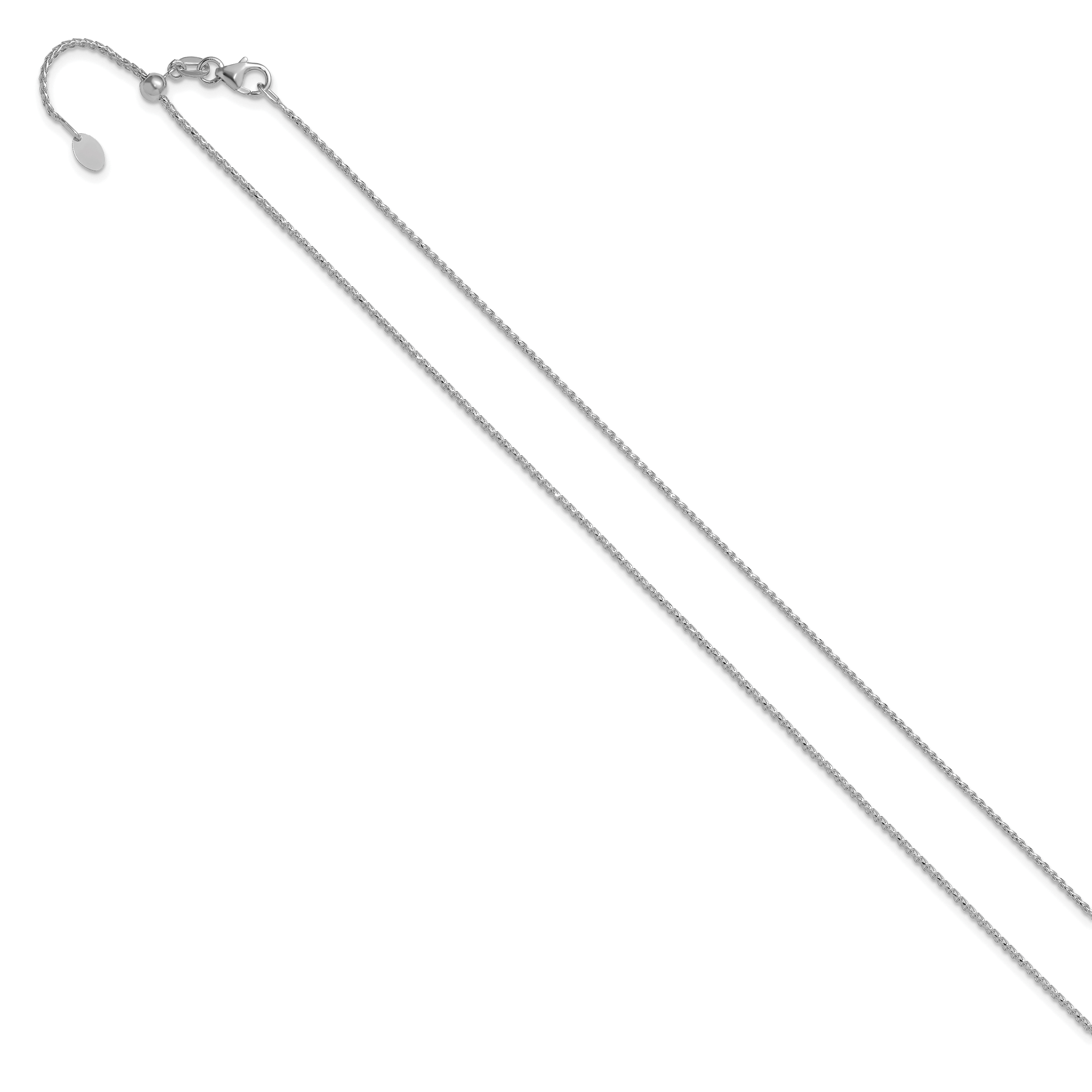 14K White Gold Adjustable 1.15mm D/C Open Franco Chain Secondary image