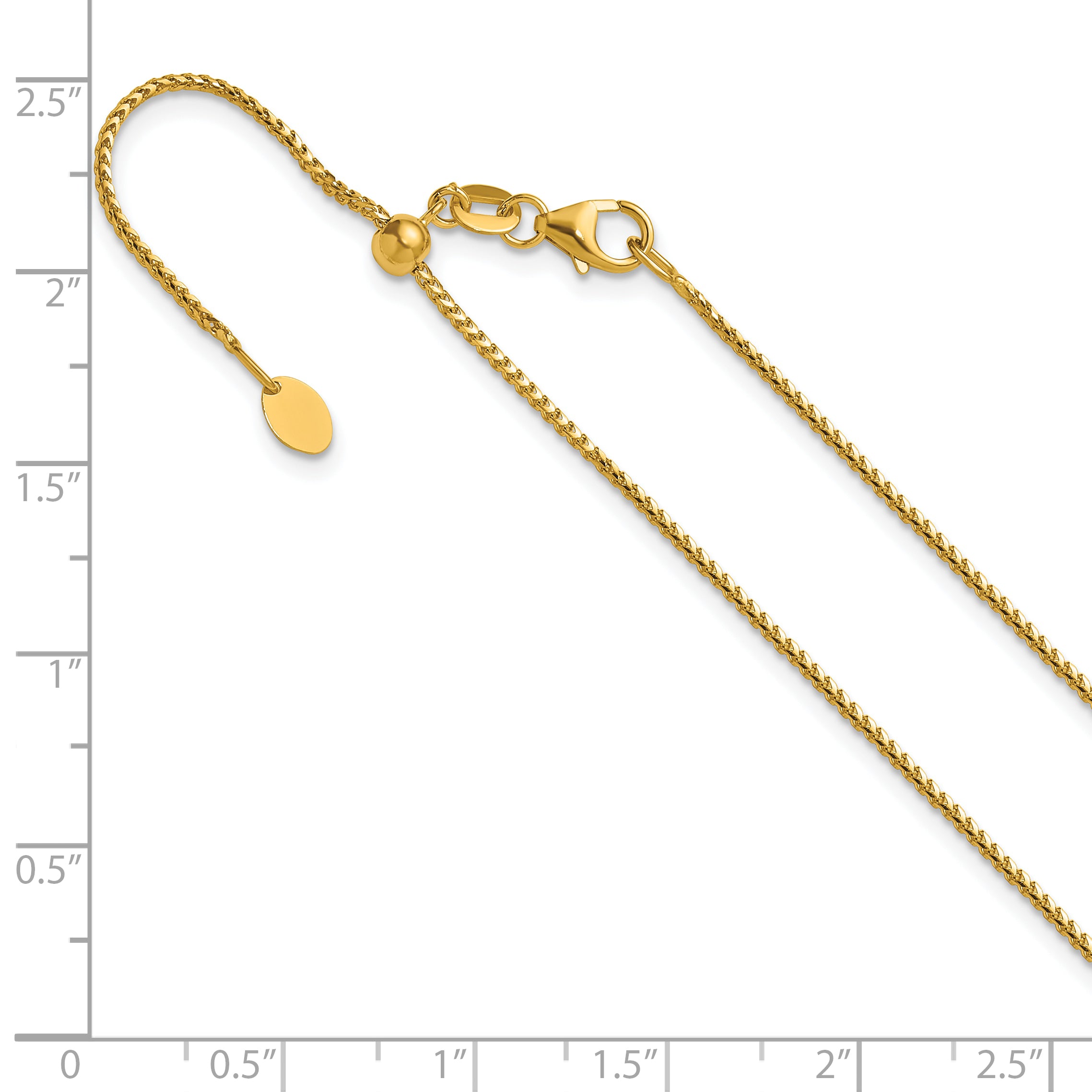 14K Adjustable 1.1mm Franco Chain
