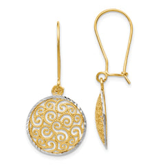 14K Two-tone Filigree Dangle Earrings
