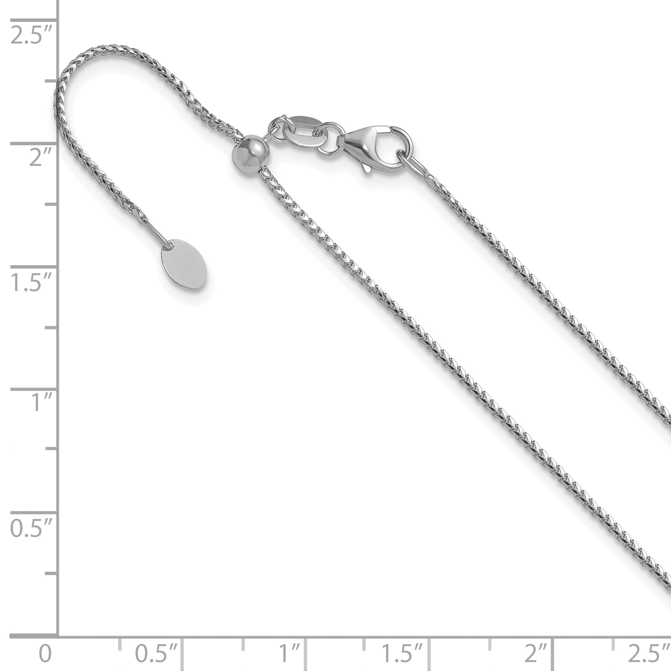 14K White Gold Adjustable 1.1mm Franco Chain