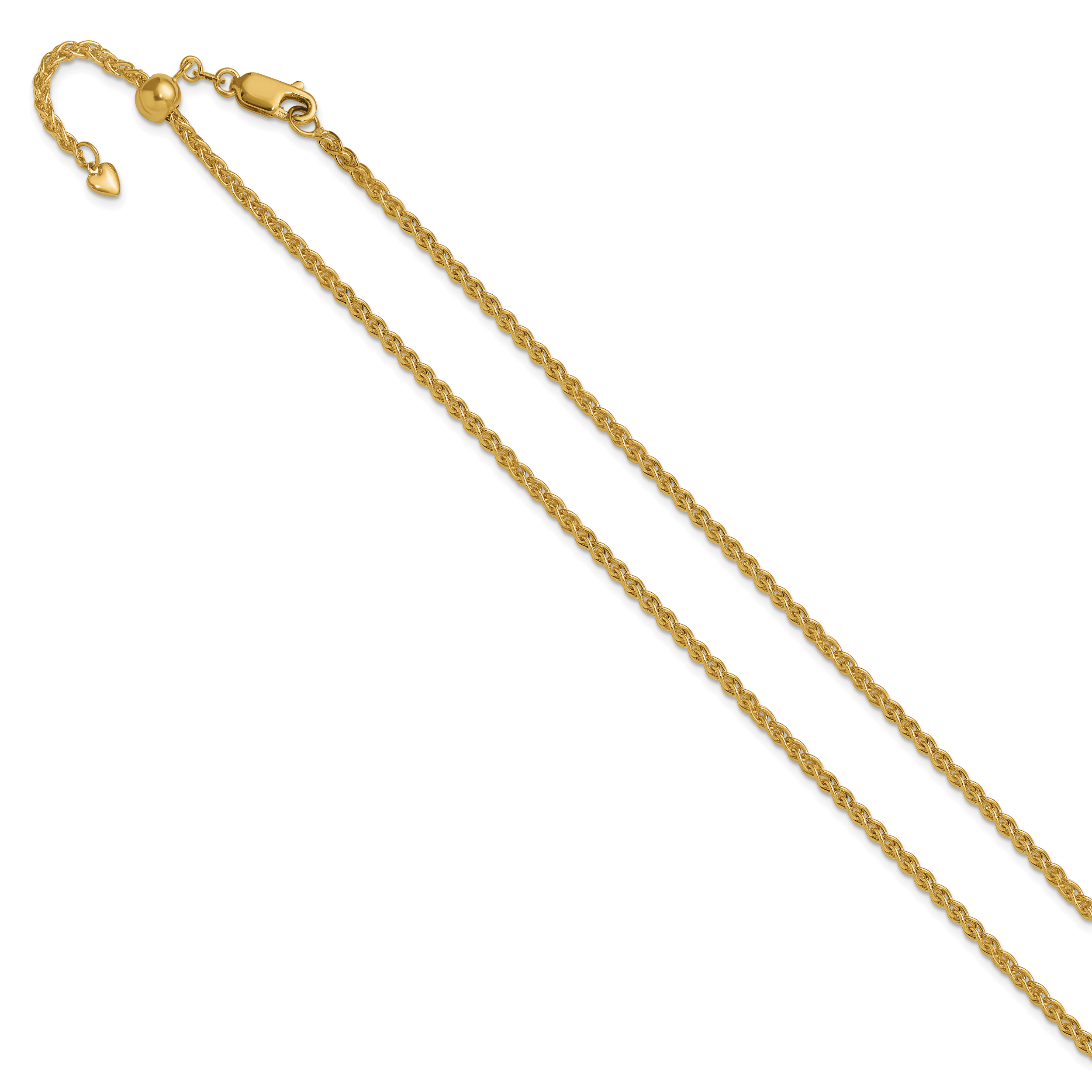 14K Adjustable 2.5mm Semi-solid Spiga Chain Secondary image