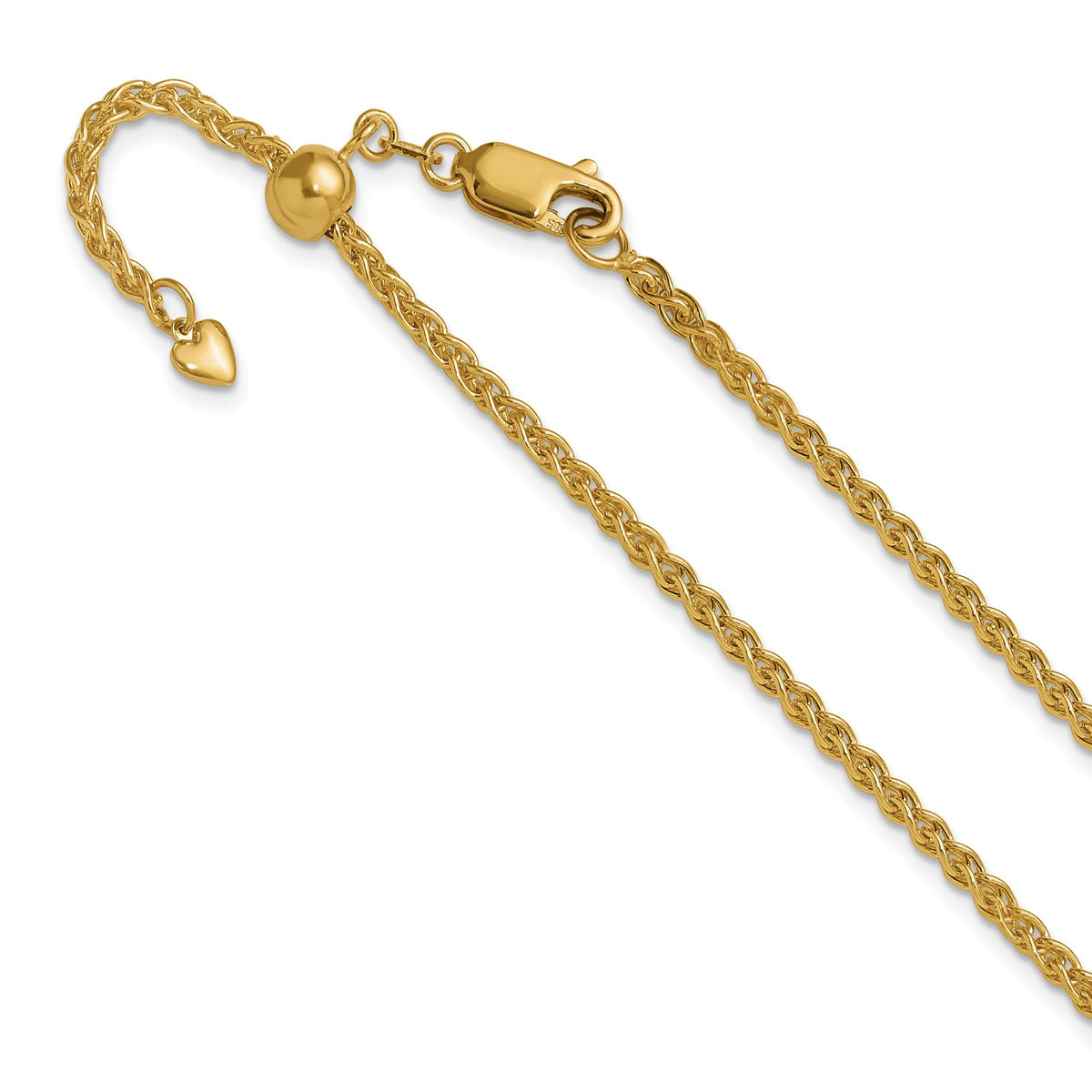 Spiga Wheat Chain Necklace in 14K Yellow Gold, 2.5mm Adjustable, 22–30 Inch - Sophia Jewelers Main image