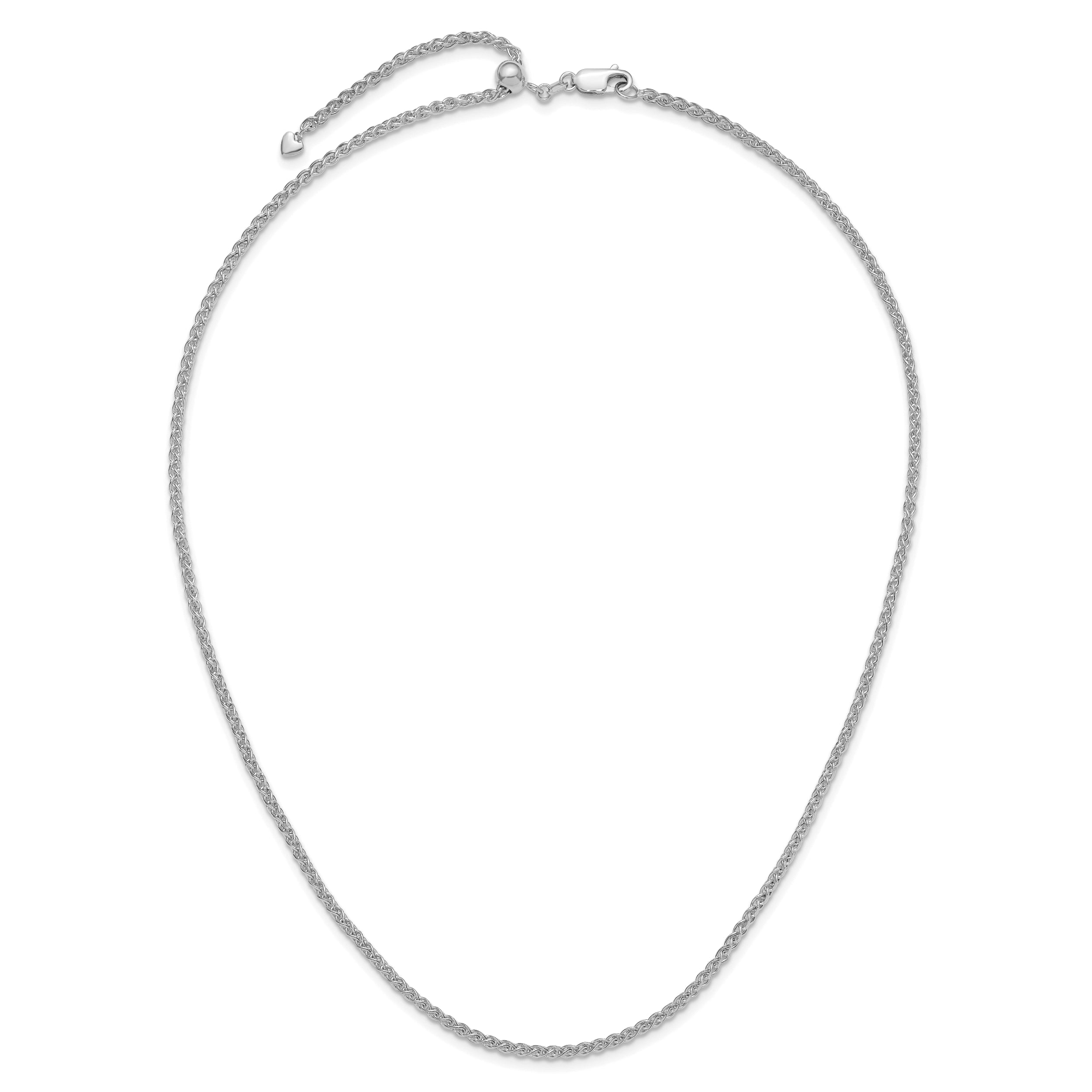14K White Gold Adjustable 2.5mm Semi-solid Spiga Chain
