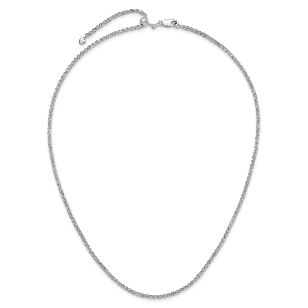 14K White Gold Adjustable 2.5mm Semi-solid Spiga Chain