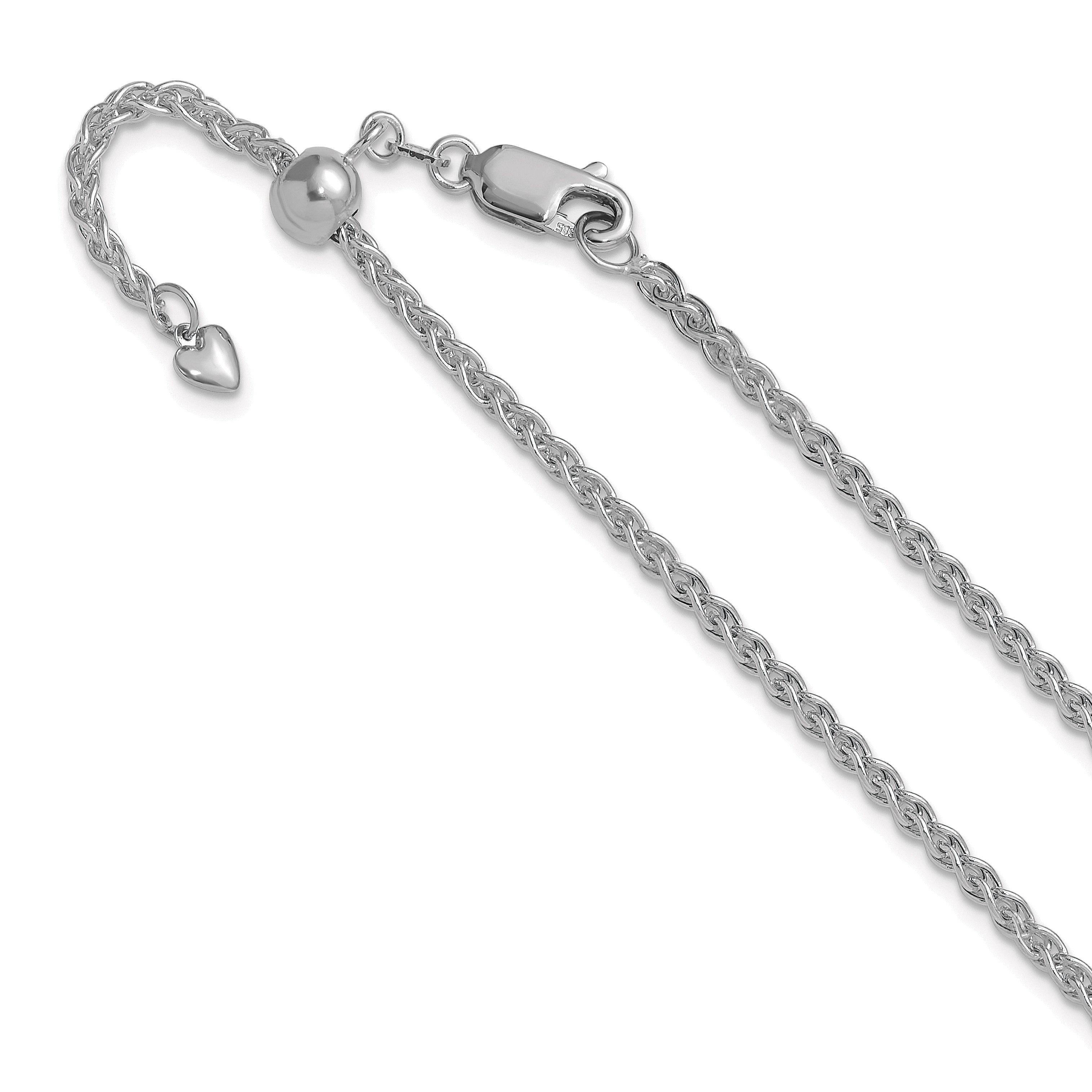 14K White Gold Adjustable 2.5mm Semi-solid Spiga Chain Main image