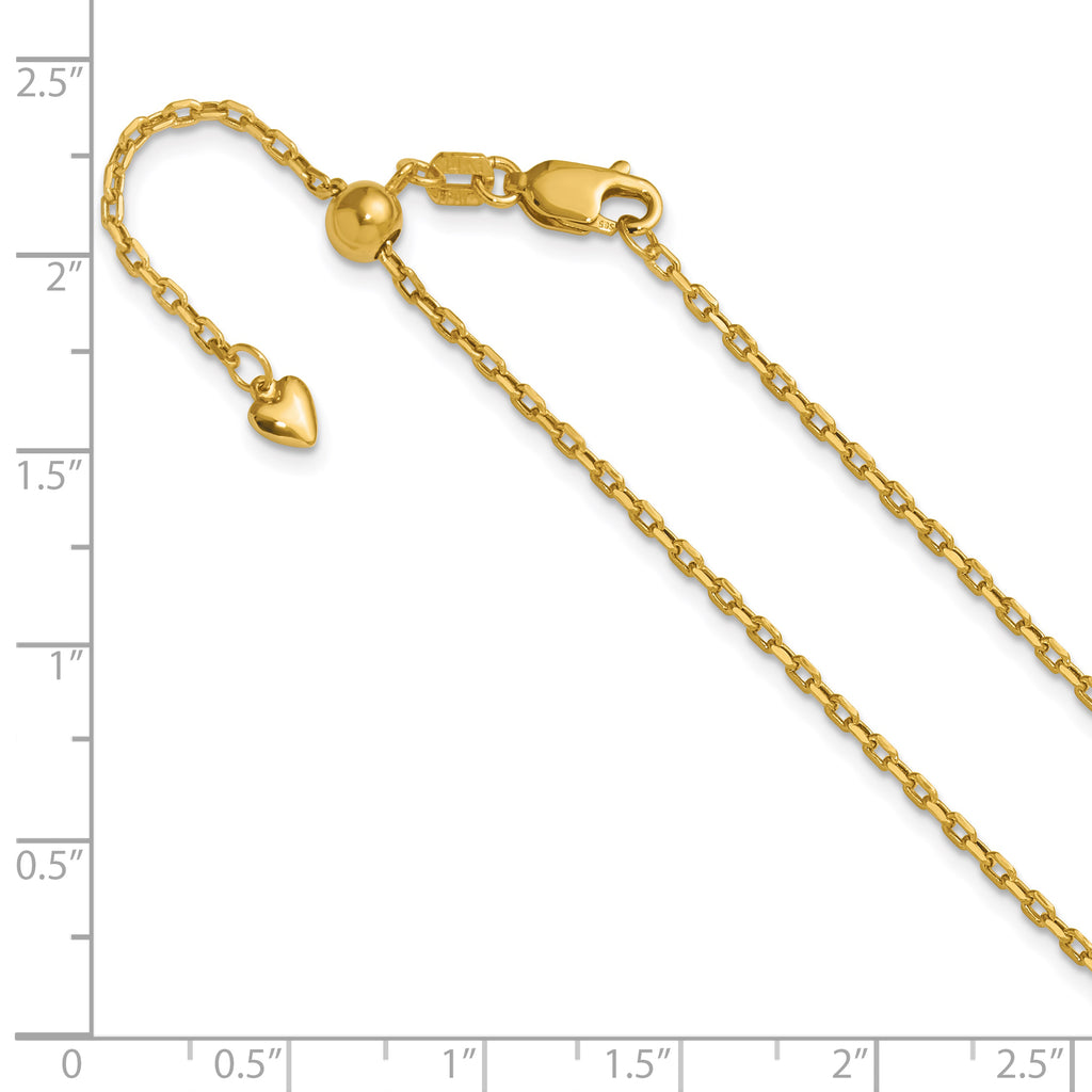 14 Karat Adjustable 1.65mm Semi-Solid D/C Cable Chain - View 3