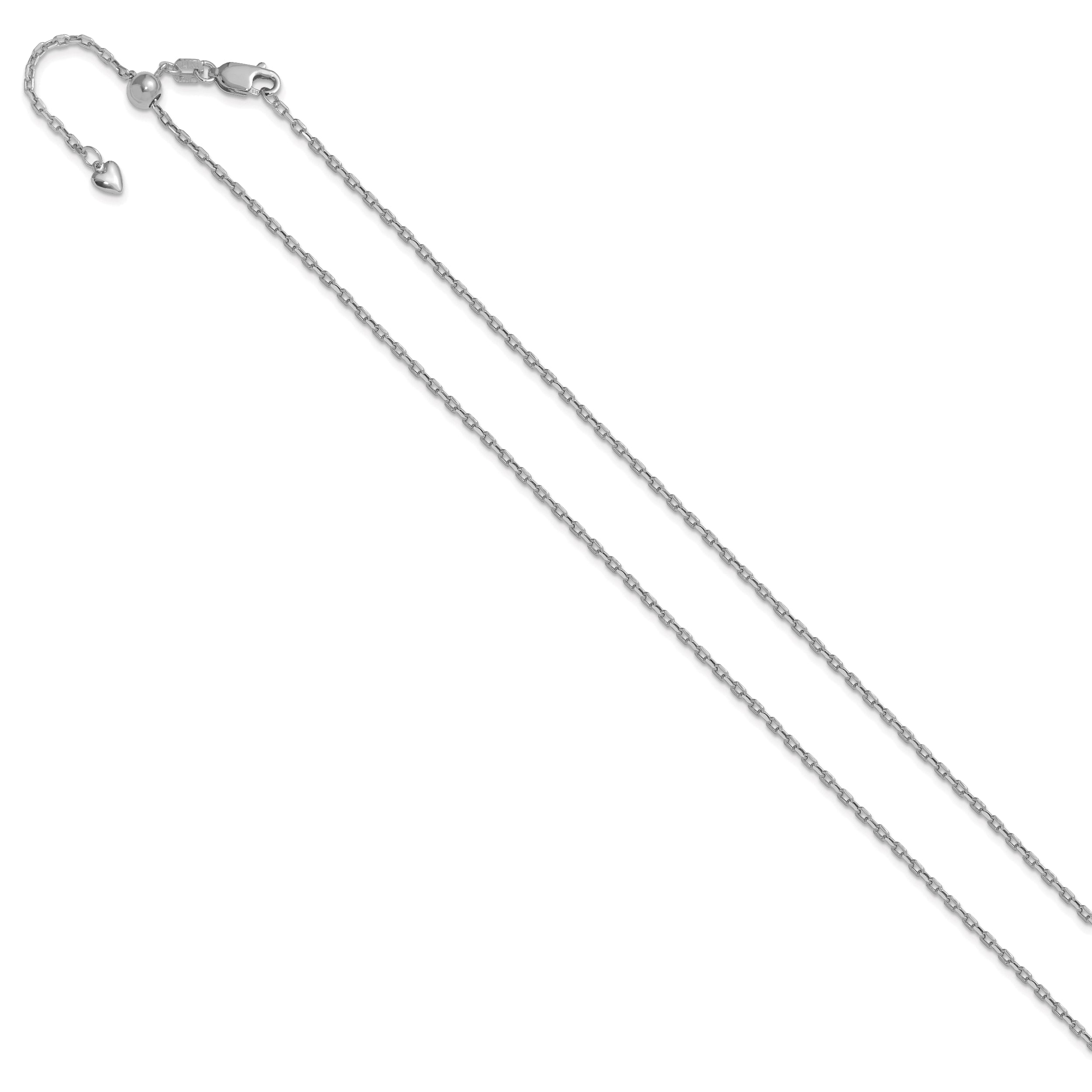 14K White Gold Adjustable 1.65mm Semi-Solid D/C Cable Chain