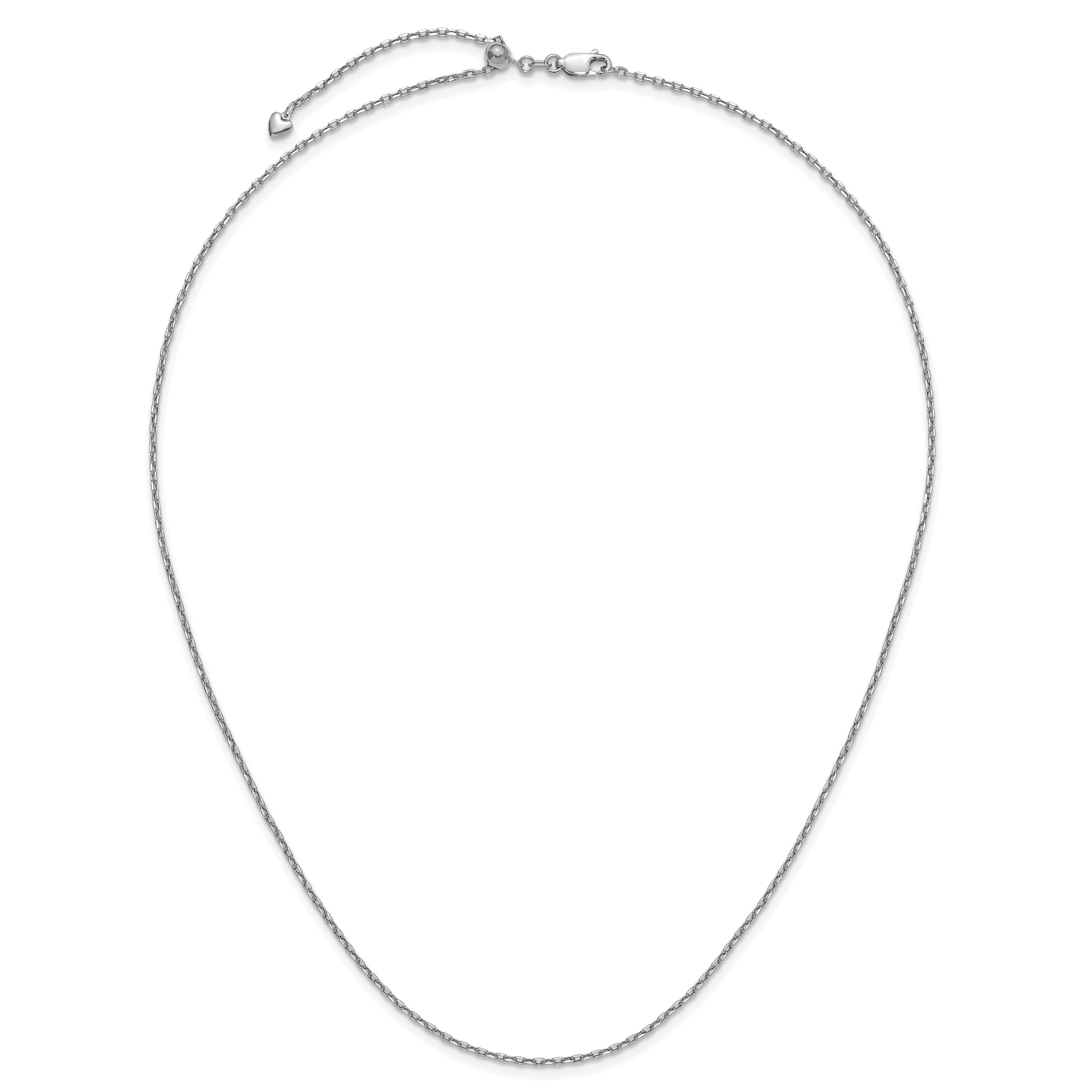 14K White Gold Adjustable 1.65mm Semi-Solid D/C Cable Chain