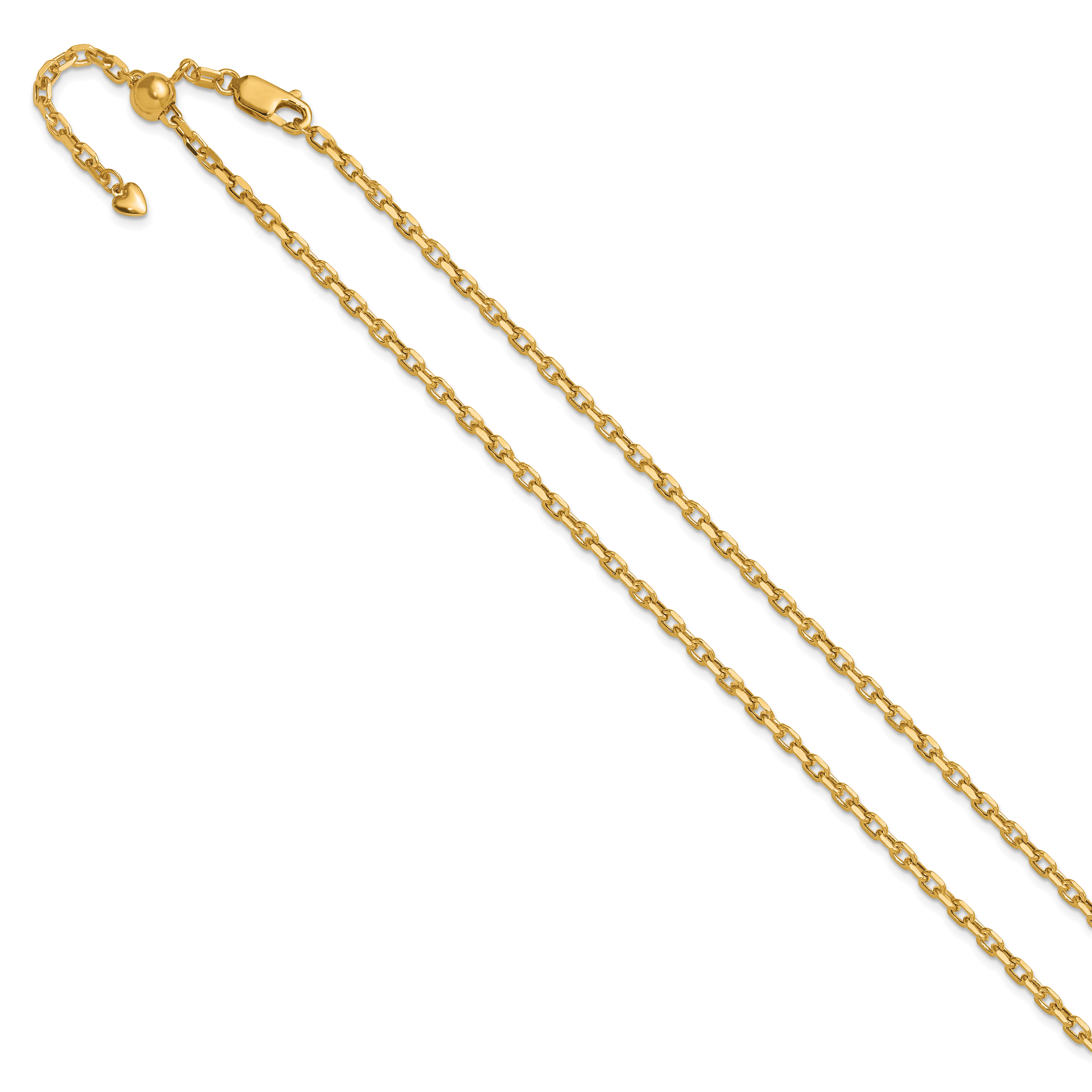 14K Adjustable 2.75mm Semi-Solid D/C Cable Chain