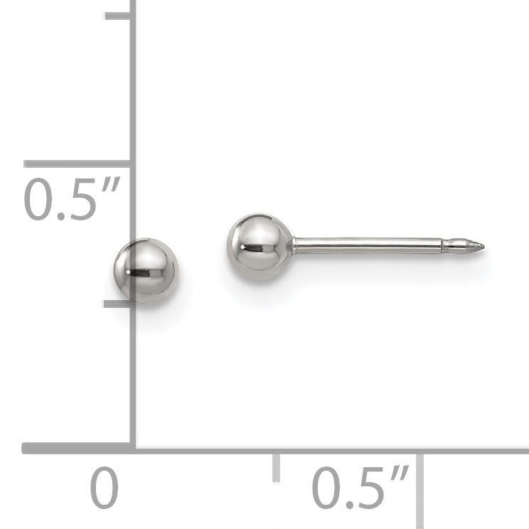 Inverness Stainless Steel Polished 3mm Ball Short Post Piercing Earrings