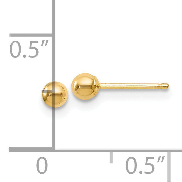14K Polished 3mm Ball Post Earrings
