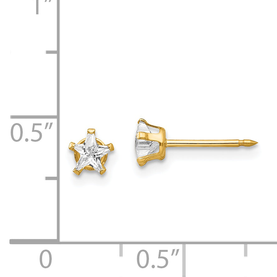 Inverness 14k 4mm Star CZ Post Earrings