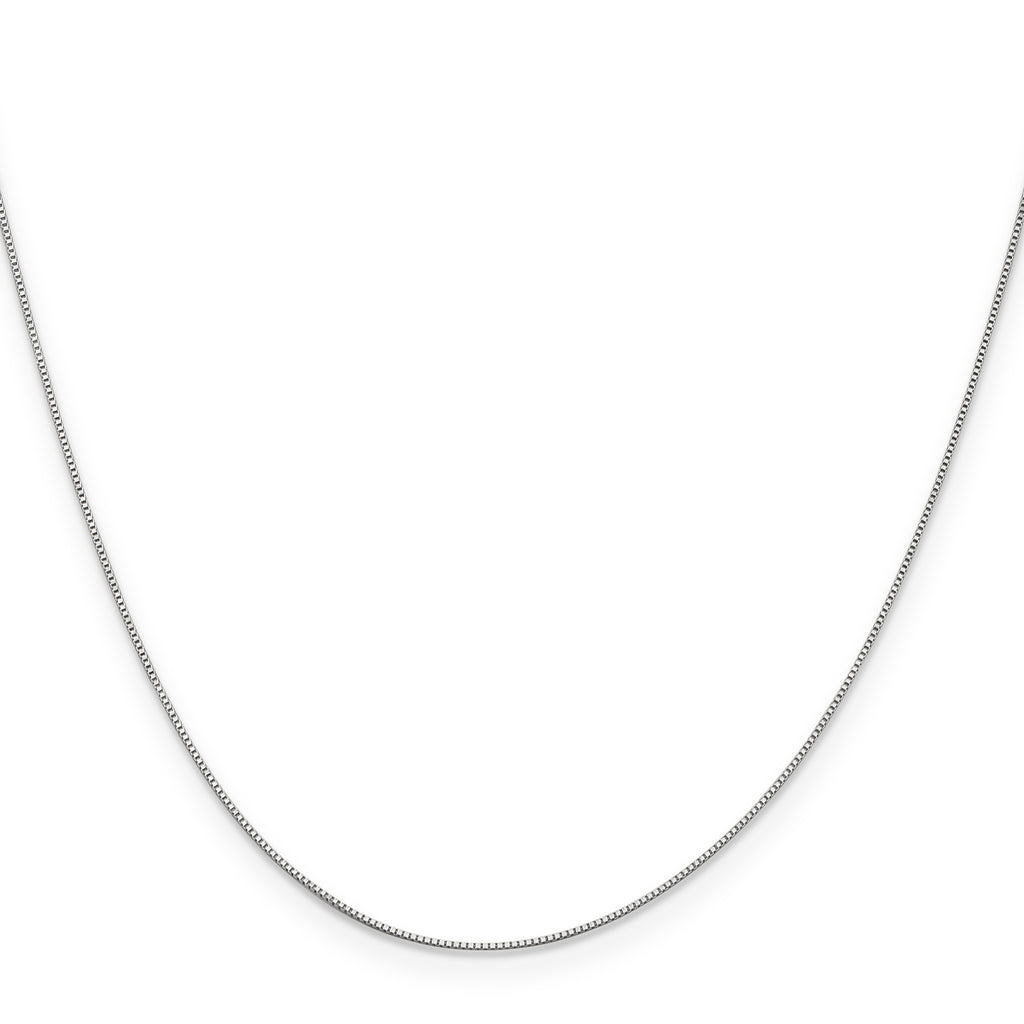 14 Karat White Gold .5mm Baby Box with Spring Ring Clasp Chain - View 2