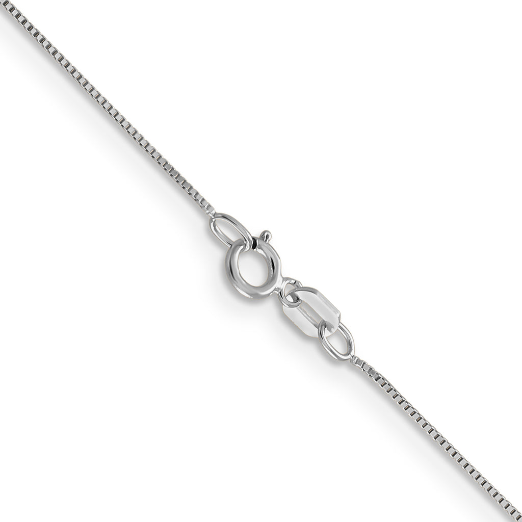 14 Karat White Gold .5mm Baby Box with Spring Ring Clasp Chain - View 3