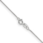 14 Karat White Gold .5mm Baby Box with Spring Ring Clasp Chain - View 3